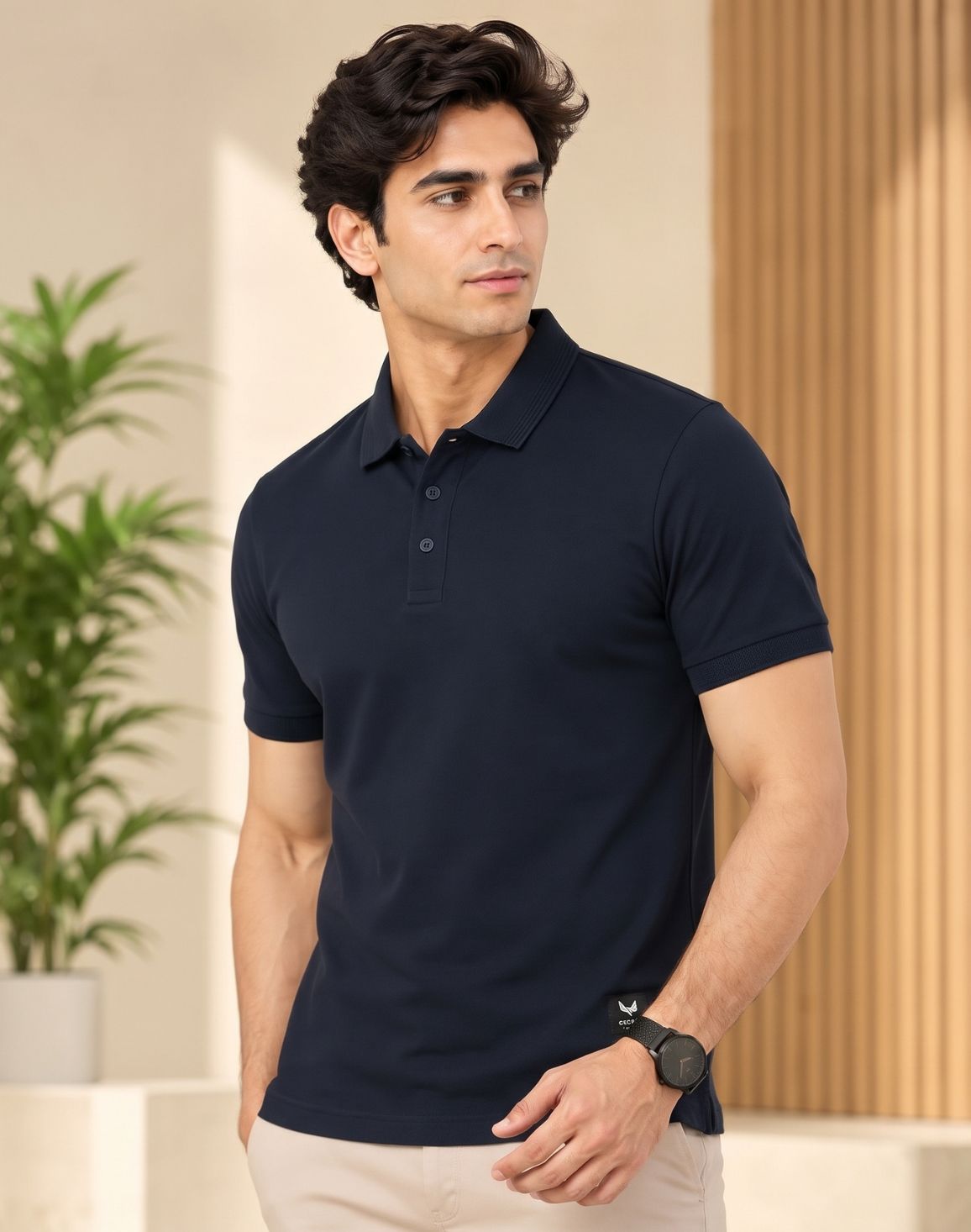 DEEDAT Polo Slim Fit Tees - Black