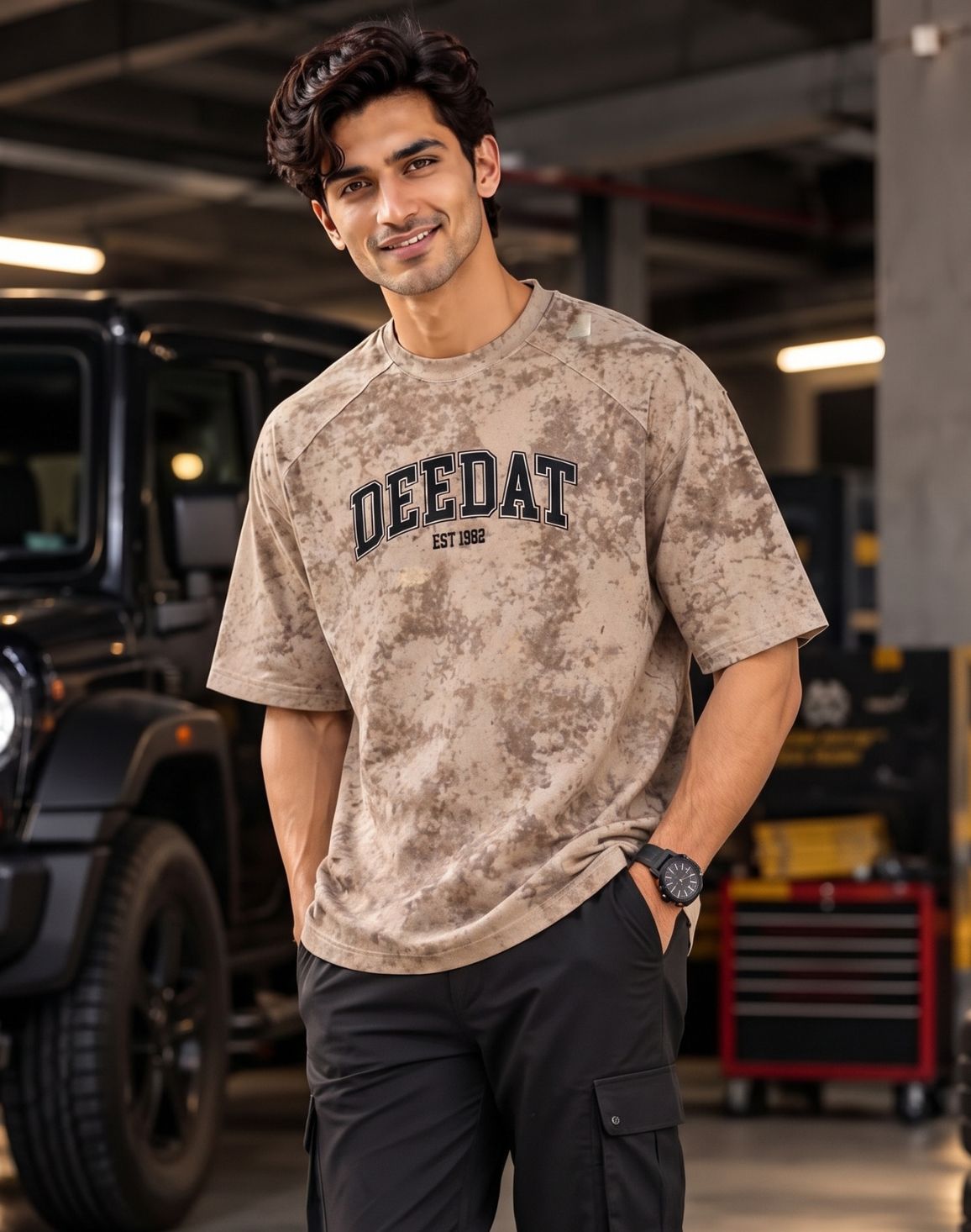 DEEDAT Walker Oversized Tees - Light Beige