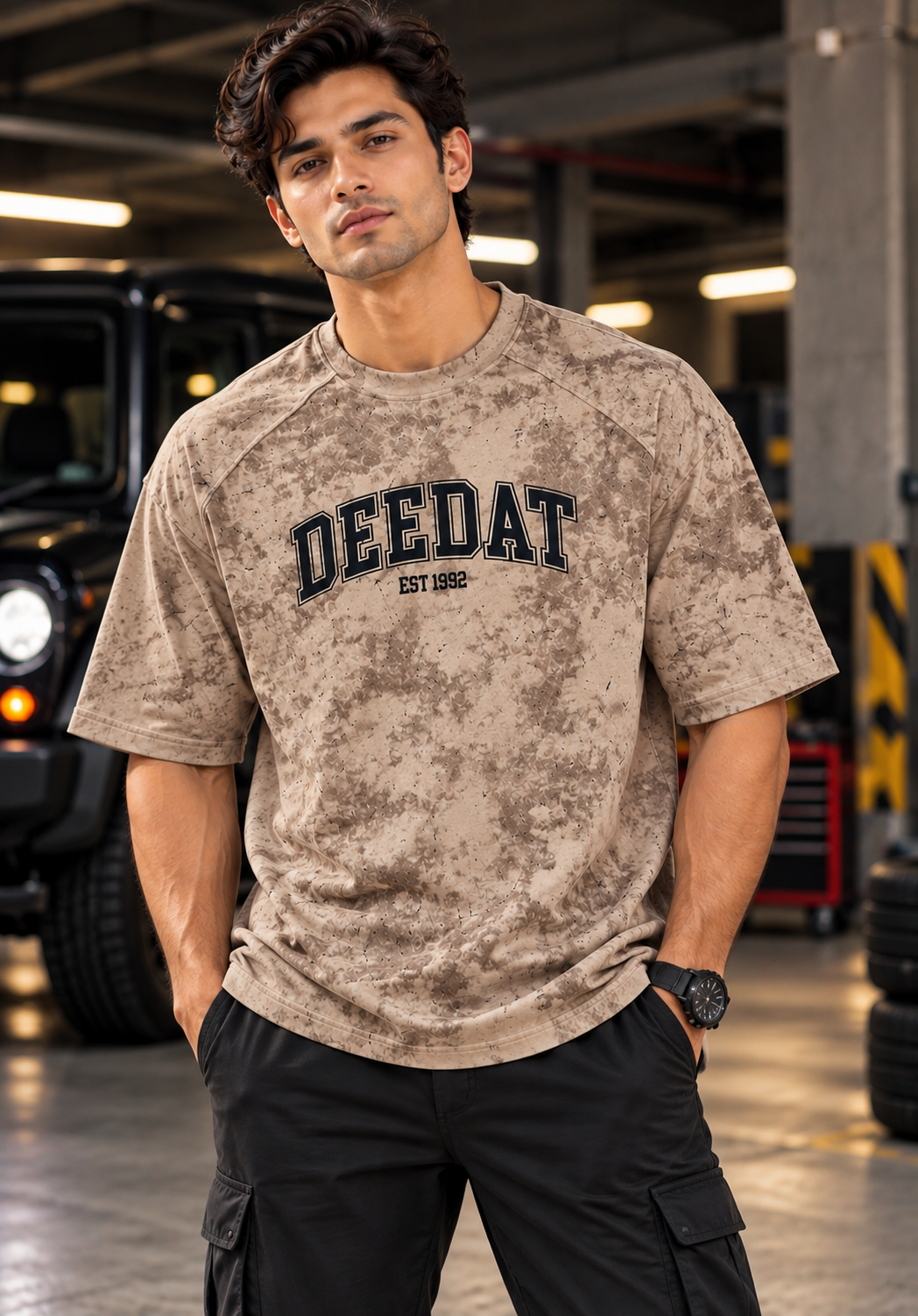 DEEDAT Walker Oversized Tees - Light Beige