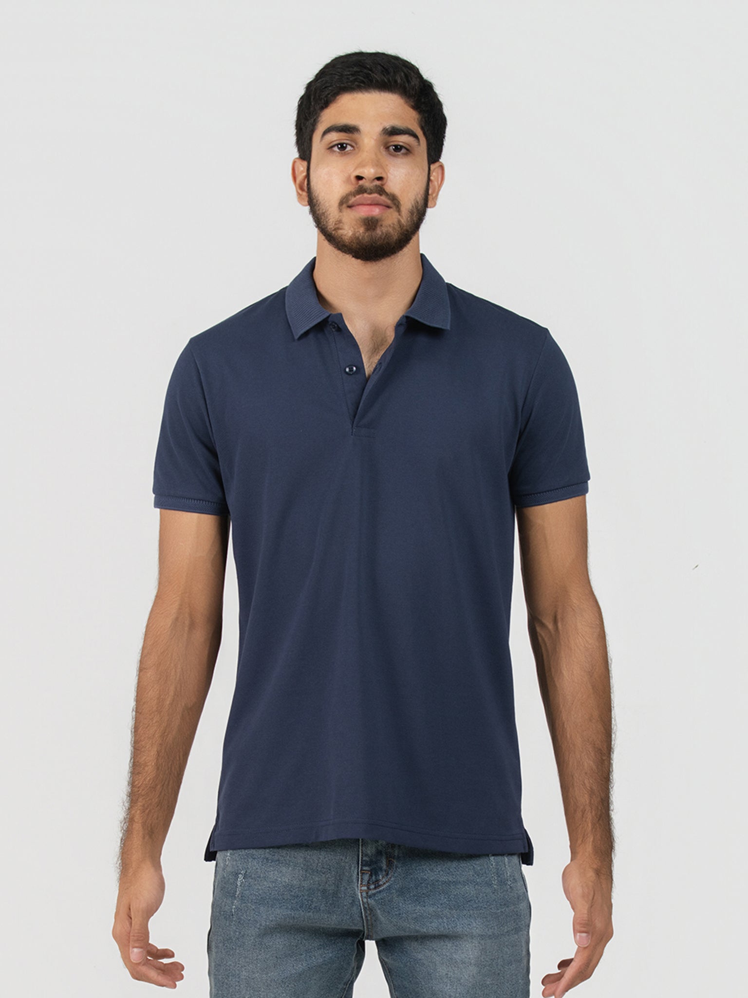 DEEDAT Slim Fit Polo Tees - Navy