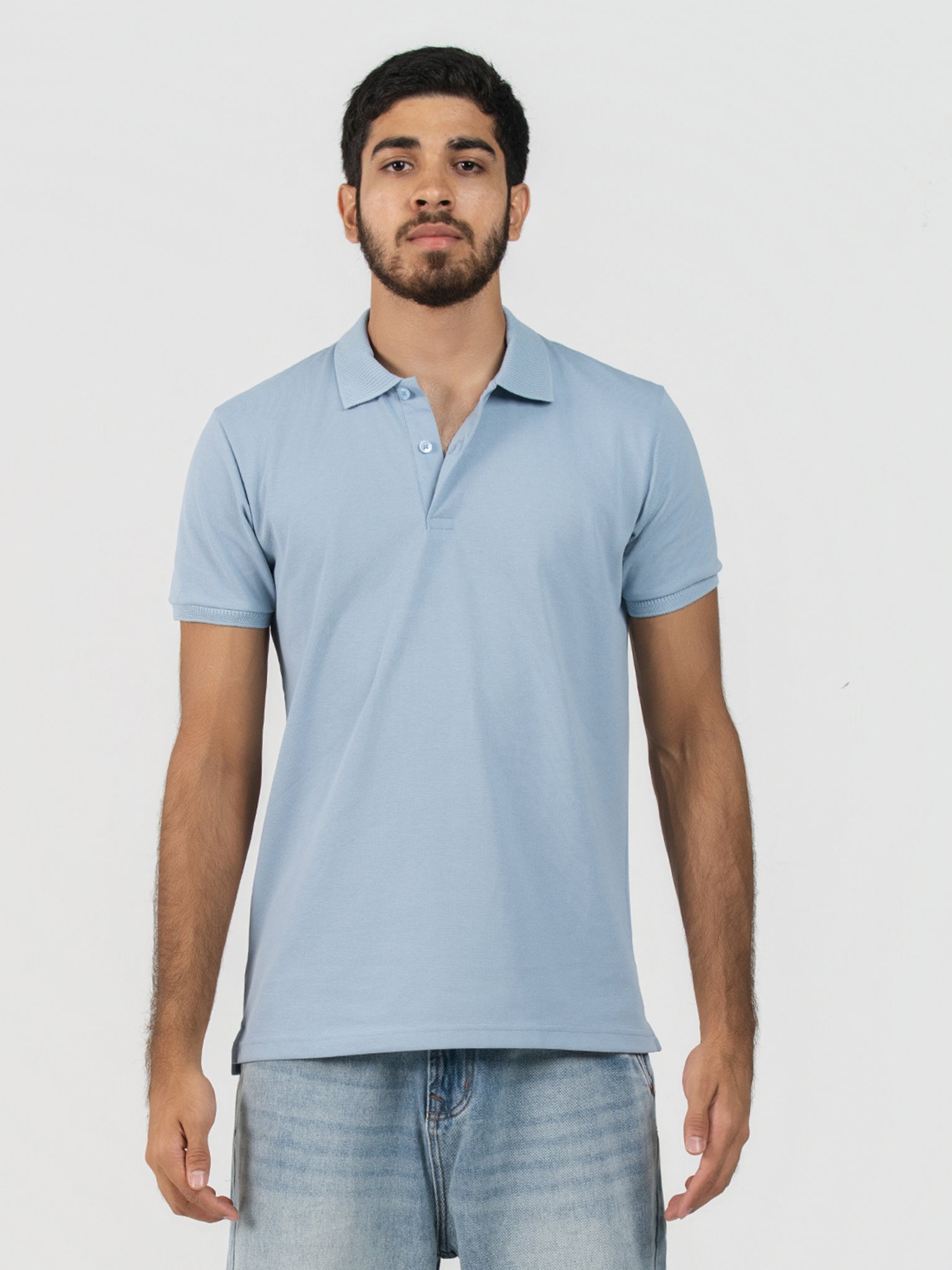 DEEDAT Slim Fit Polo Tees - Ligth Blue
