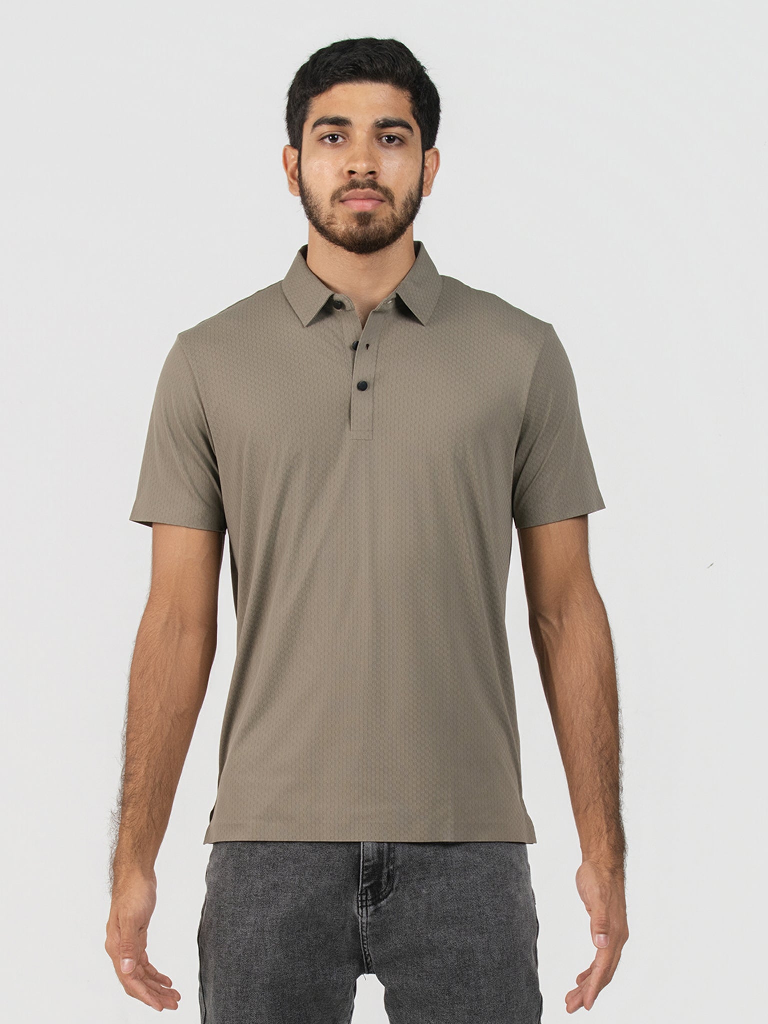 DEEDAT Slim Fit Polo Tees - Beige