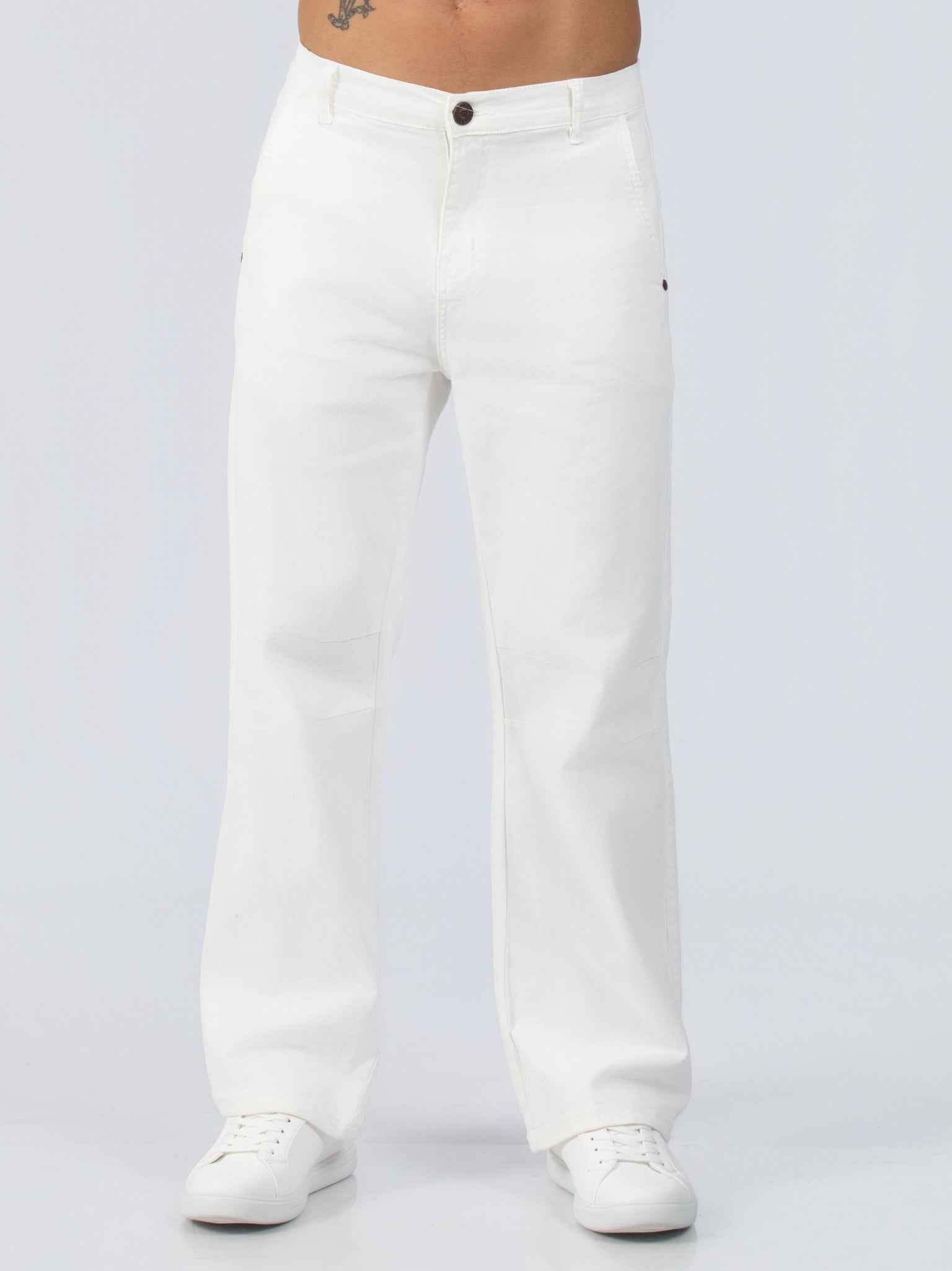 DEEDAT Loose Straight Casual Pant - White