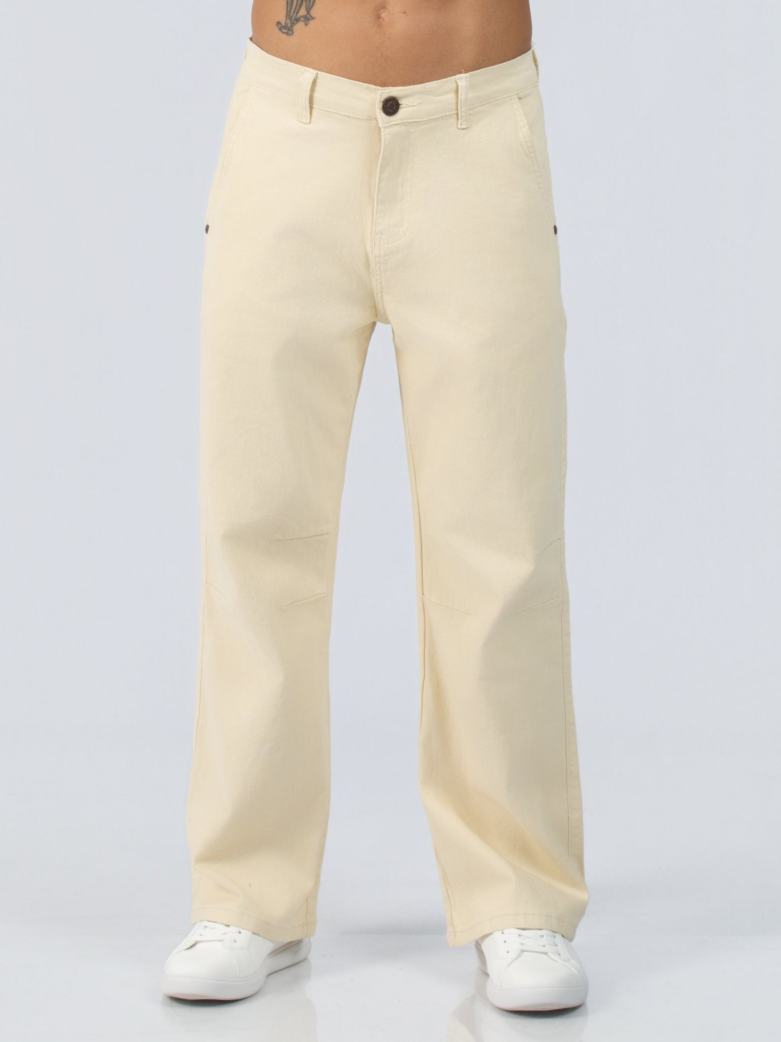 DEEDAT Loose Straight Casual Pant - Beige