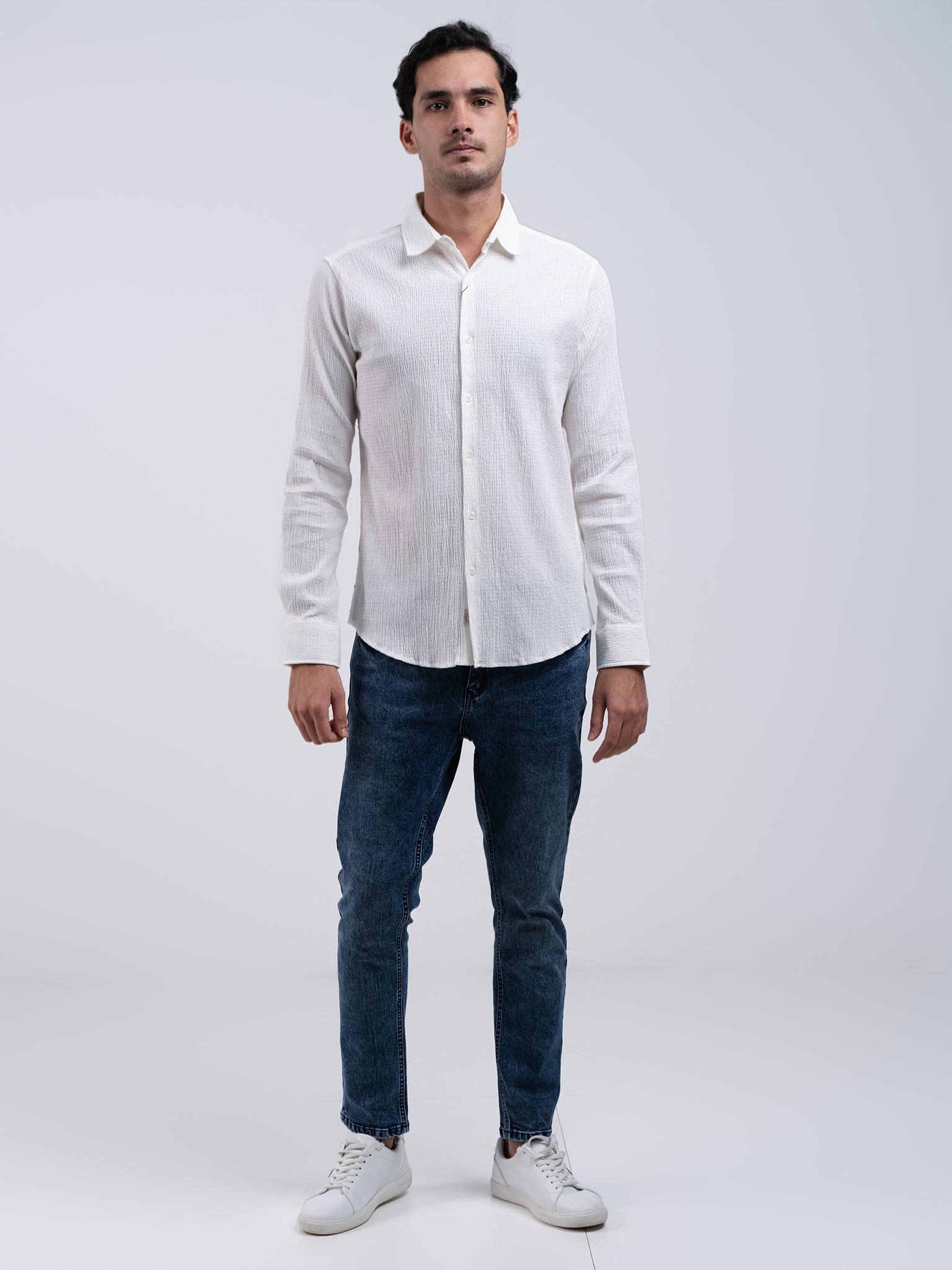 DEEDAT TUSCAN HUES Slim Fit Long Sleeve Casual Shirt - White