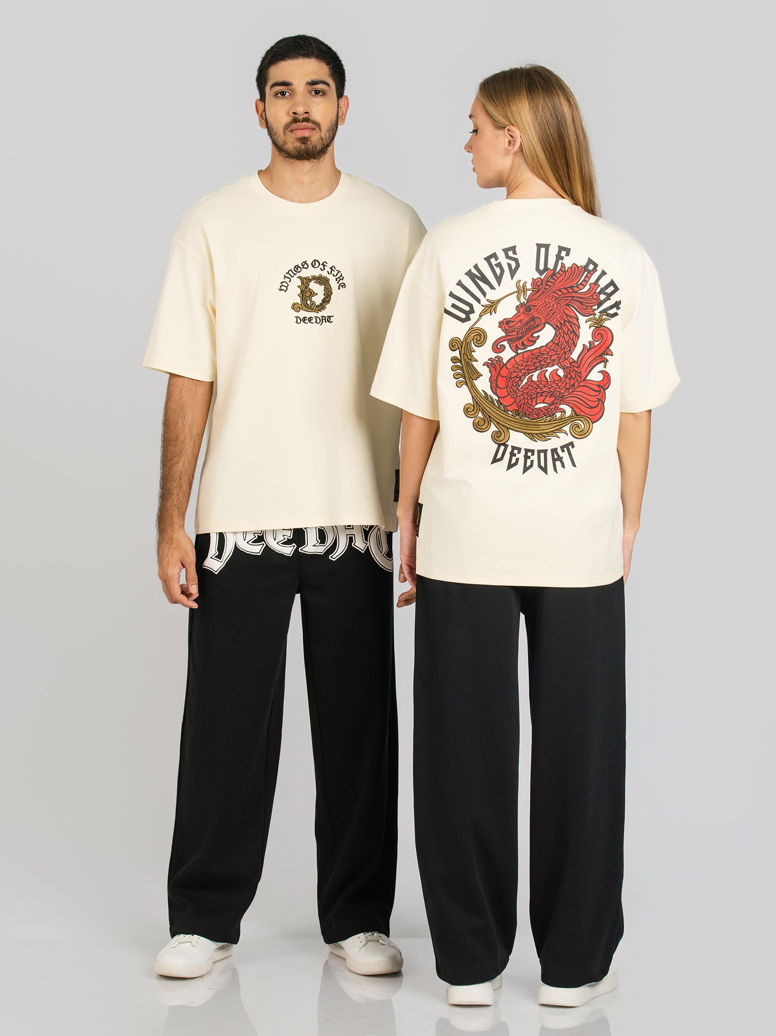 DEEDAT WINGS OF FIRE MAVERIC Oversized Tees - Beige