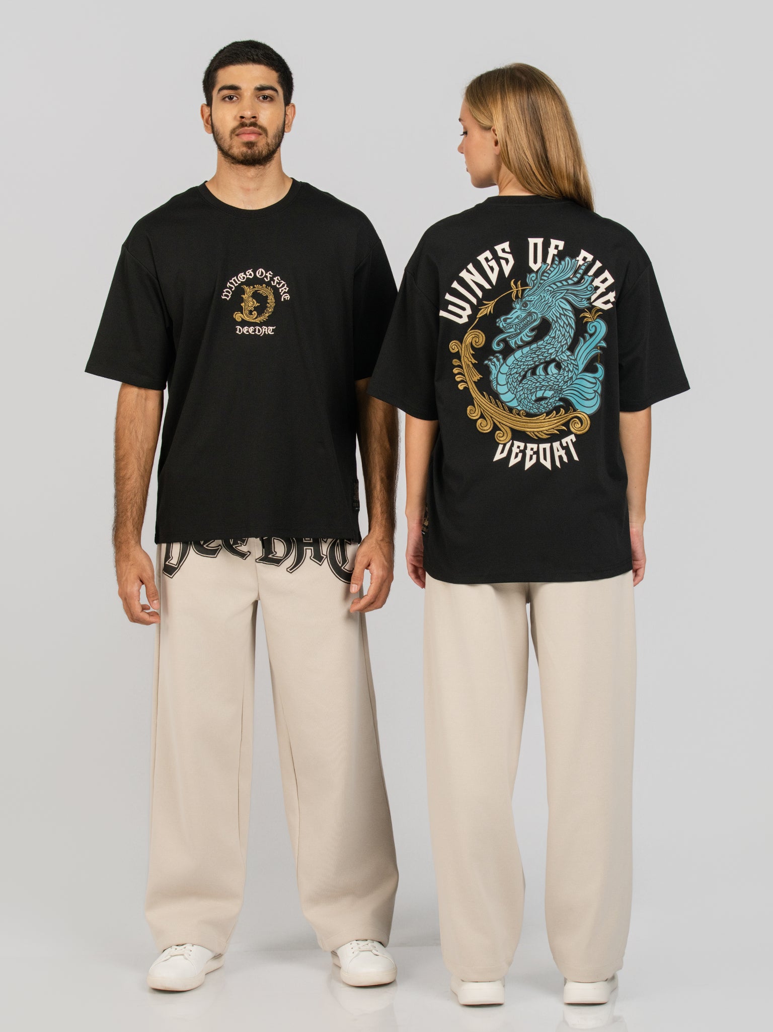 DEEDAT WINGS OF FIRE MAVERIC Oversized Tees - Black