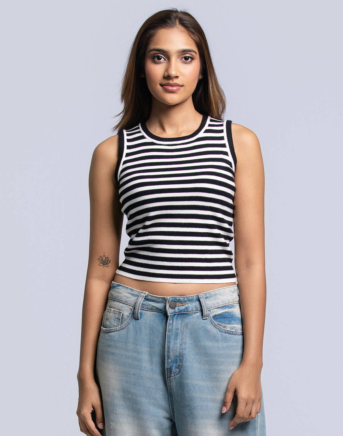 DEEDAT PORTOFINO  Women's Stripe Tank Top - Black/White