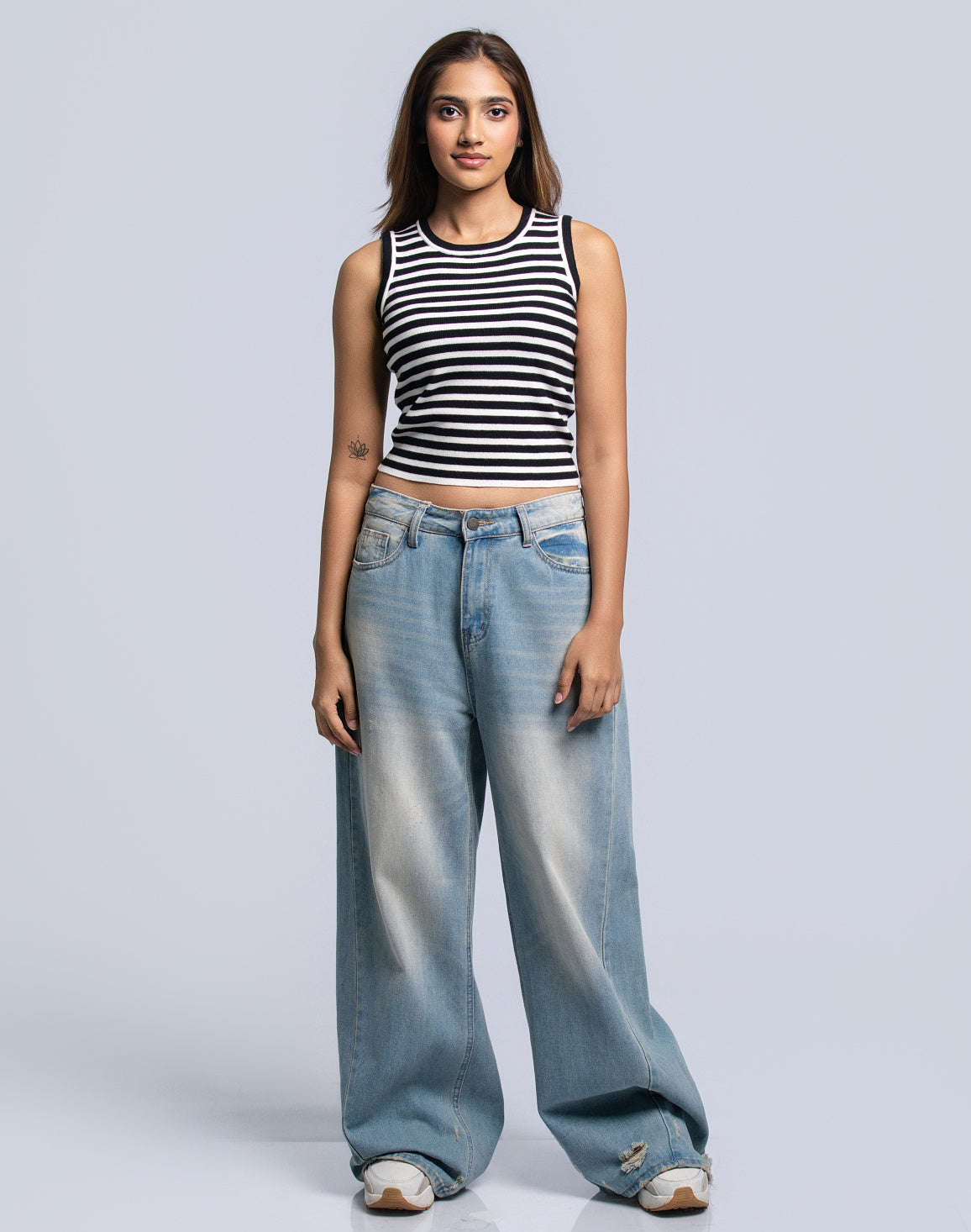 DEEDAT PORTOFINO  Women's Stripe Tank Top - Black/White