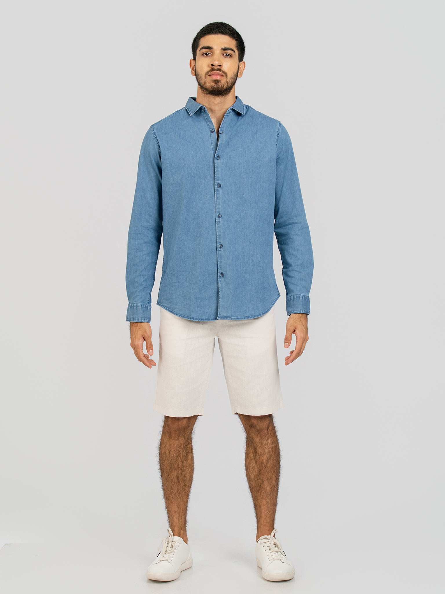 DEEDAT Slim Fit Long Sleeve Shirt - Stone