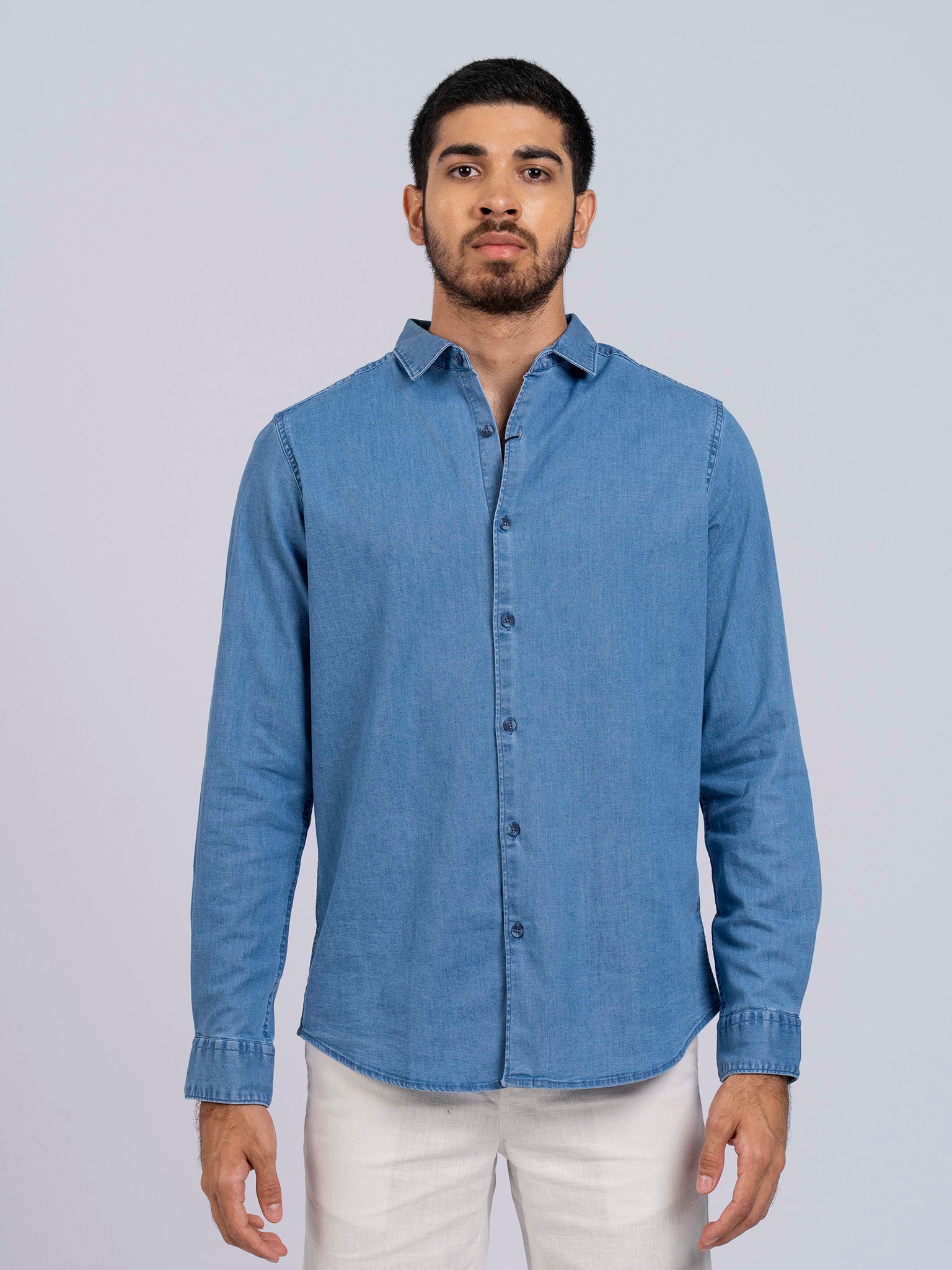 DEEDAT Slim Fit Long Sleeve Shirt - Stone