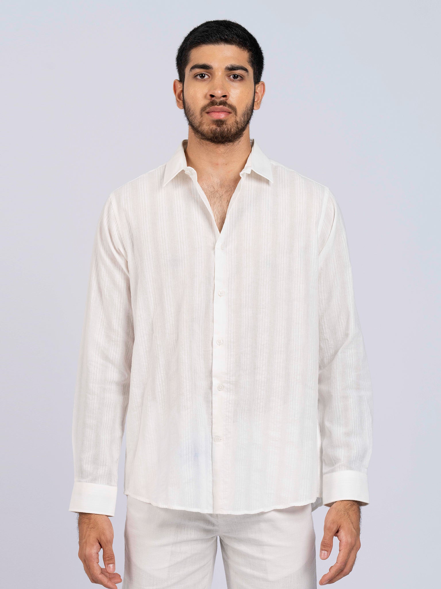 DEEDAT Regular Fit Long Sleeve Casual Shirt - White