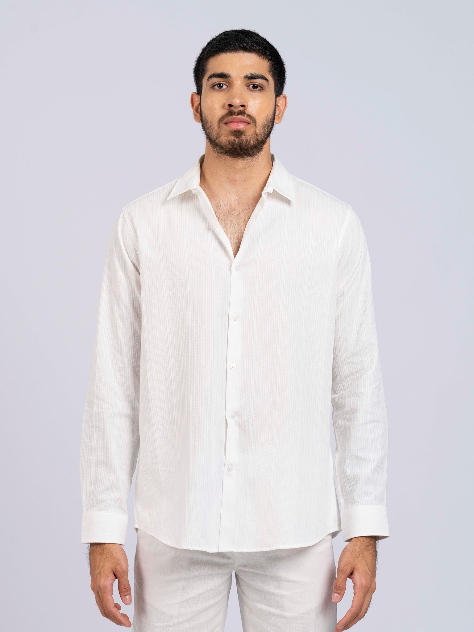 DEEDAT Regular Fit Long Sleeve Casual Shirt - White