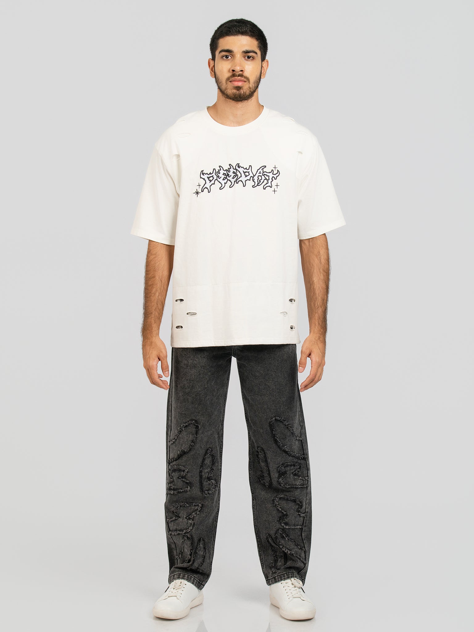 DEEDAT GOD'S PLAN Oversize Standard Hem Jeans - Black