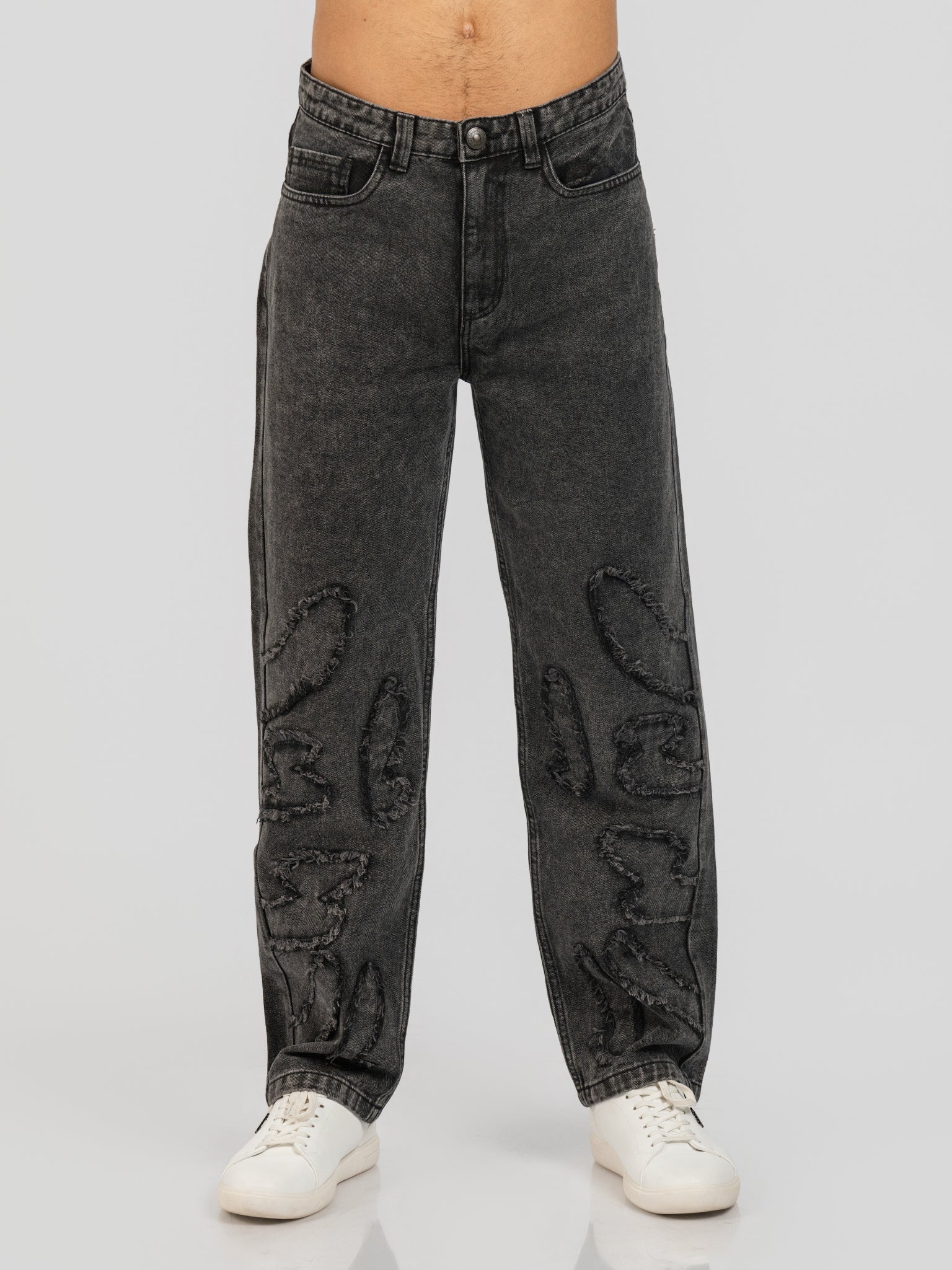 DEEDAT GOD'S PLAN Oversize Standard Hem Jeans - Black