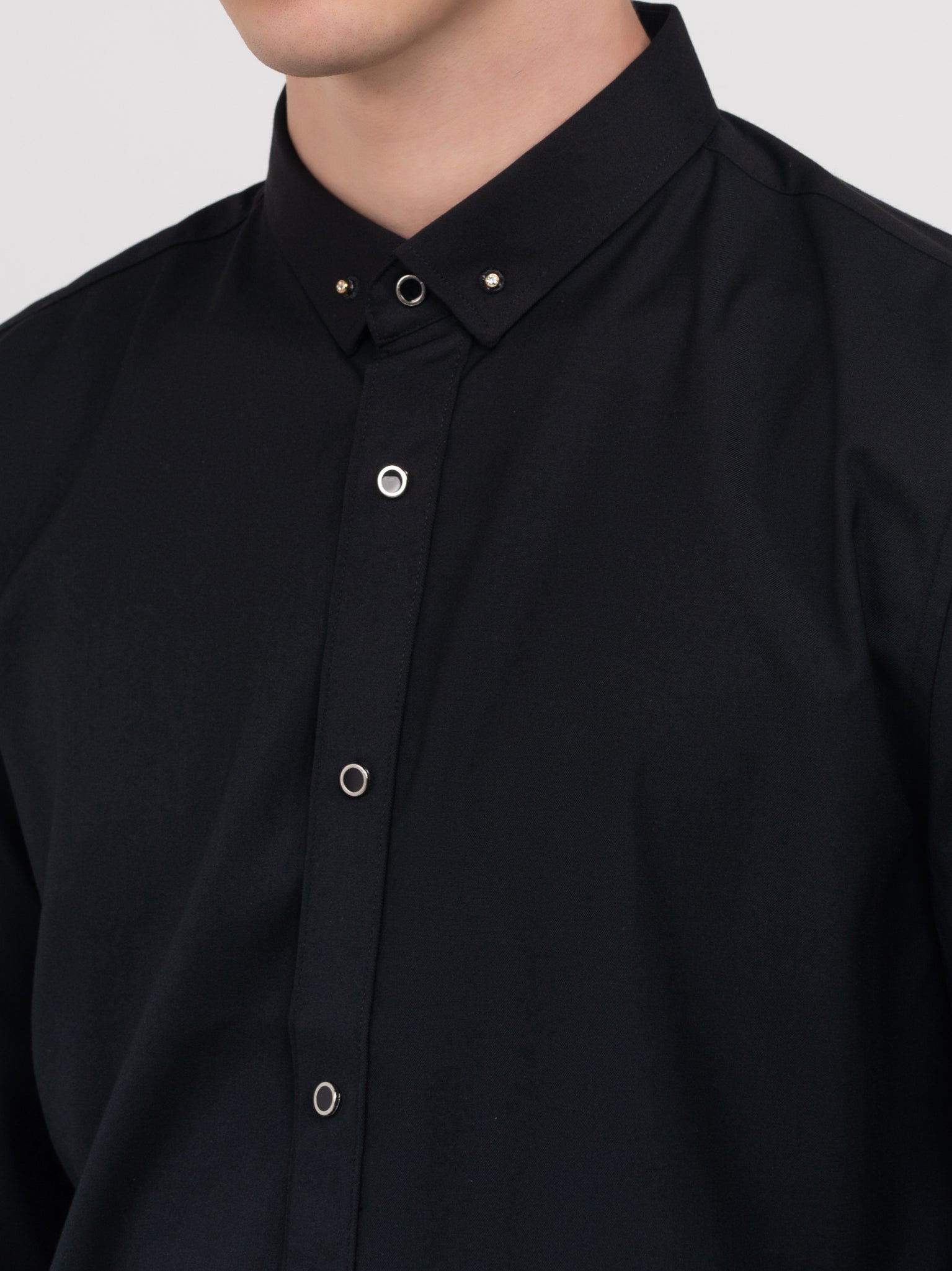 DEEDAT Long Sleeve Party Shirt - Black