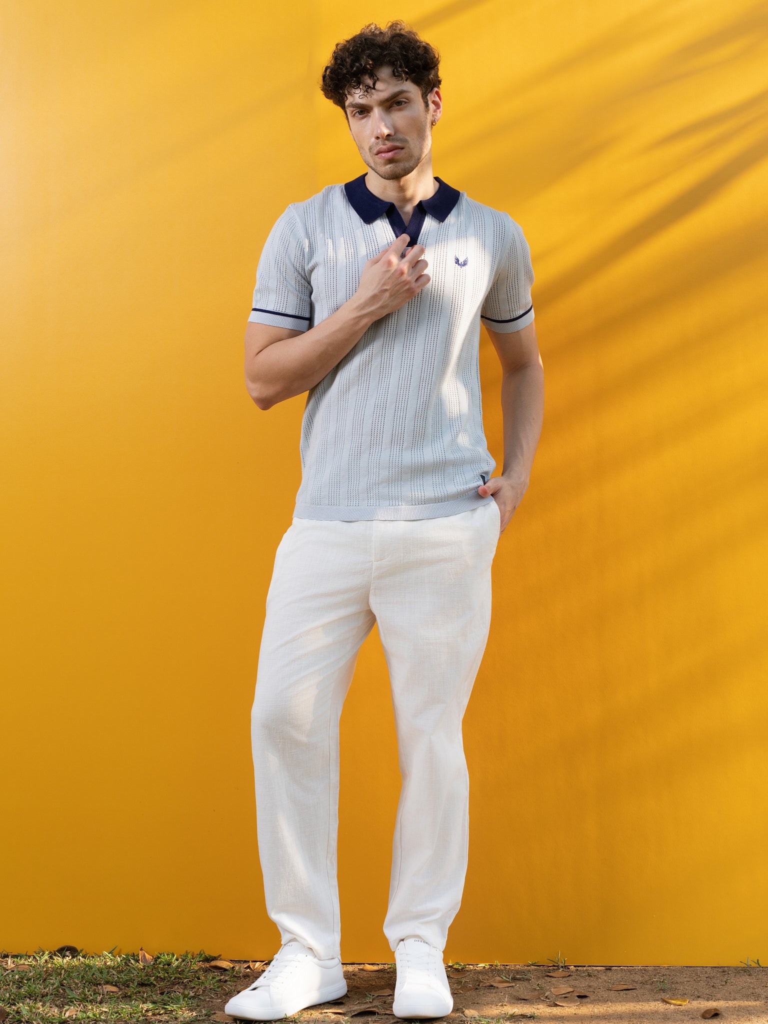DEEDAT PORTOFINO Cutaway Collar Tees - Light Blue