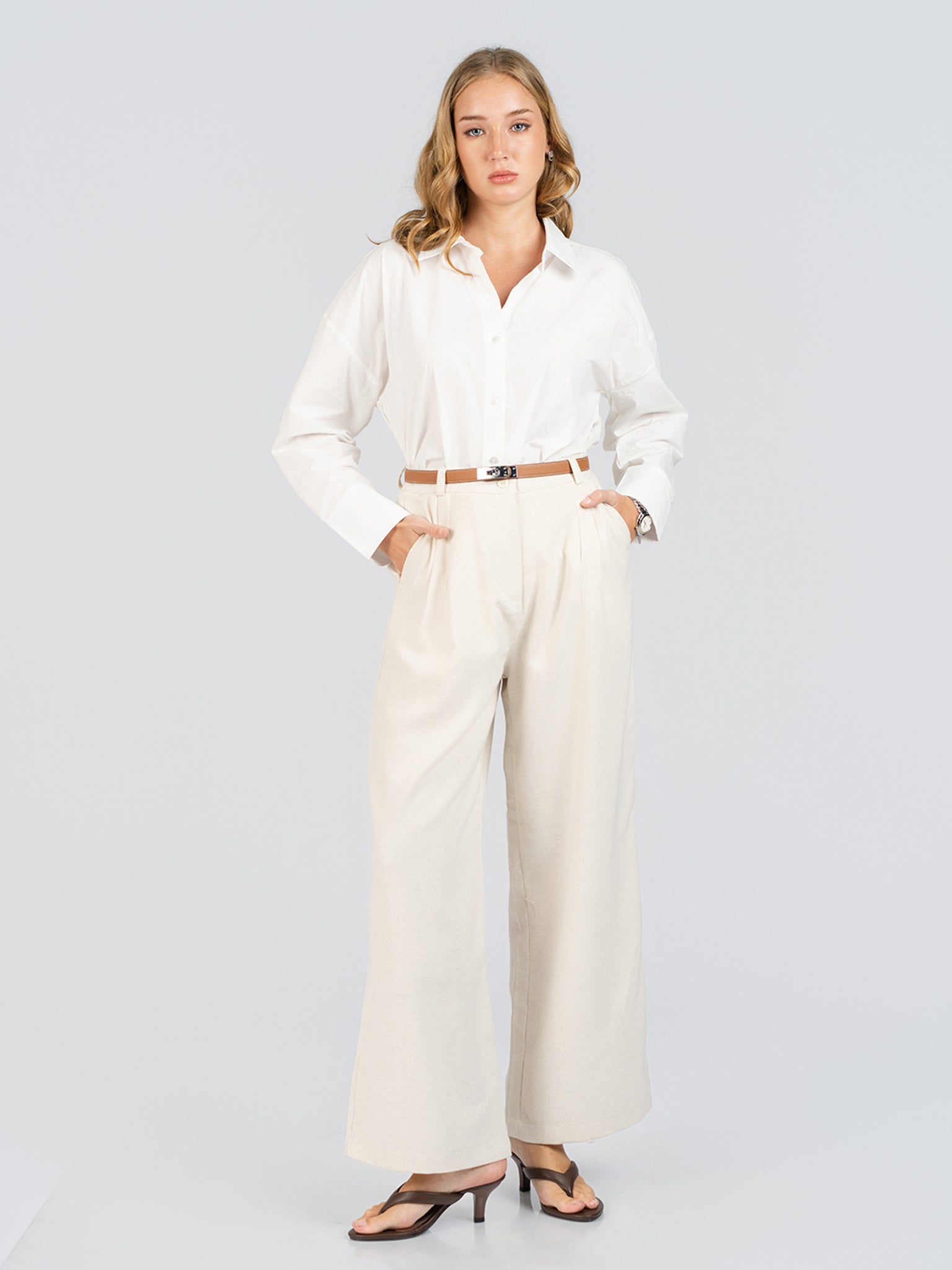 DEEDAT Women's Casual Pant - Cream