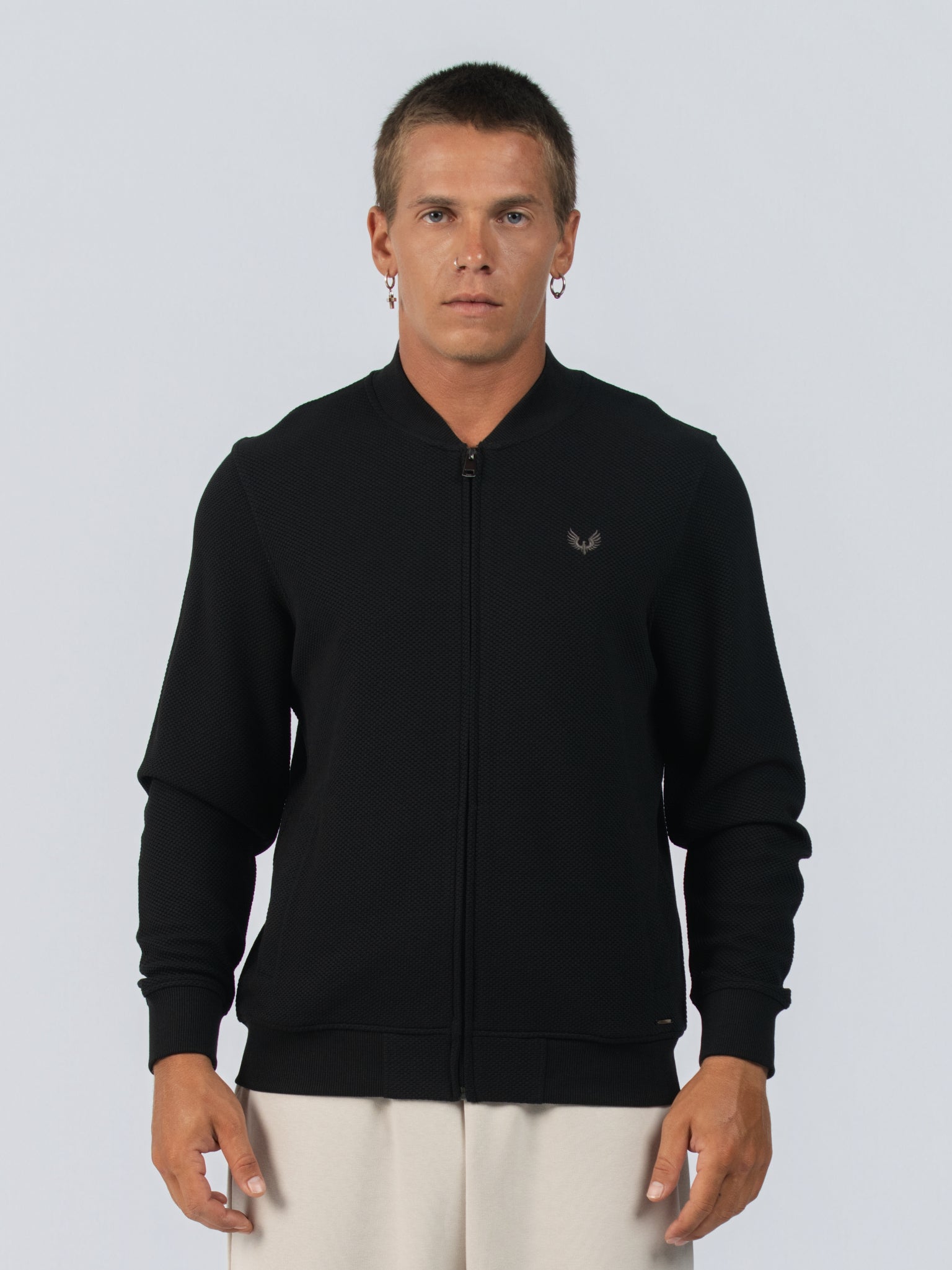 DEEDAT  Popcorn Long sleeve  V-neck  Tees - Black