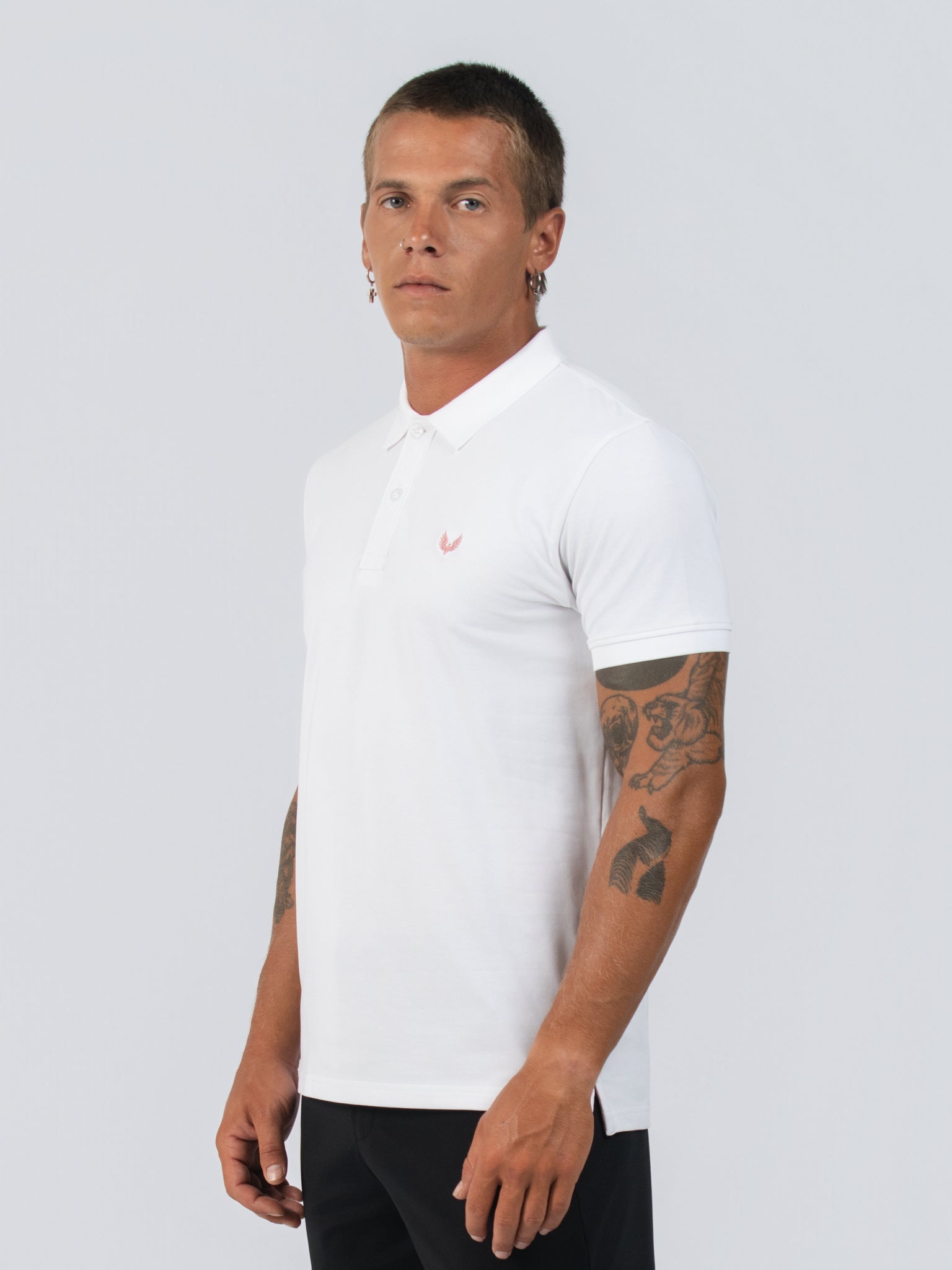 DEEDAT Short Sleeve Polo Slim Fit Tees - White