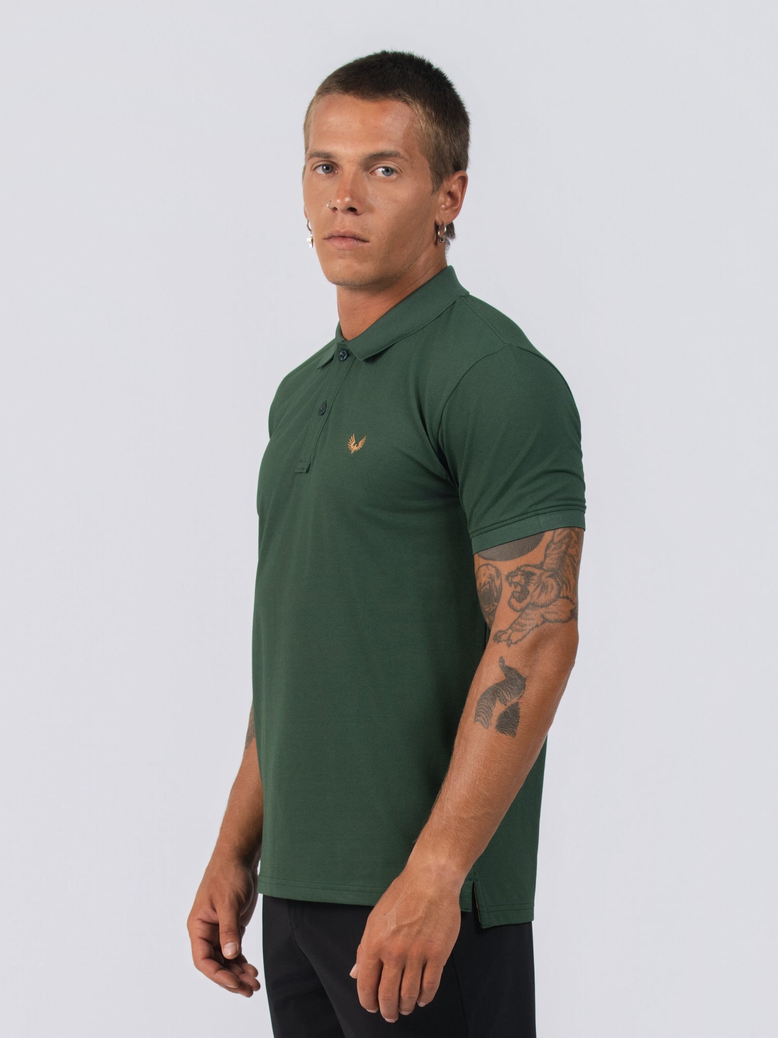 DEEDAT Short Sleeve Polo Slim Fit Tees - Dark Green