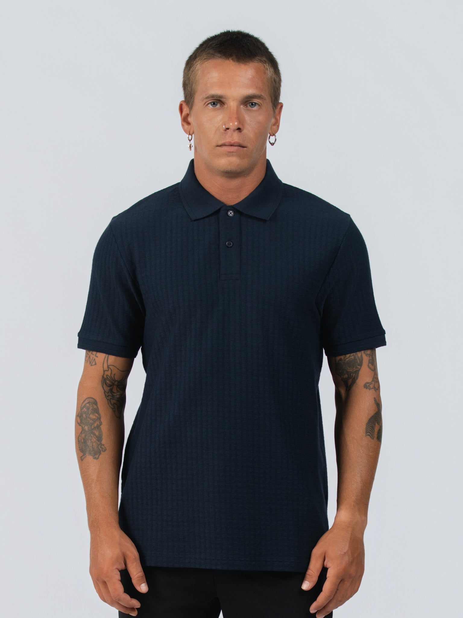 DEEDAT Short Sleeve Polo Slim Fit Tees -Navy