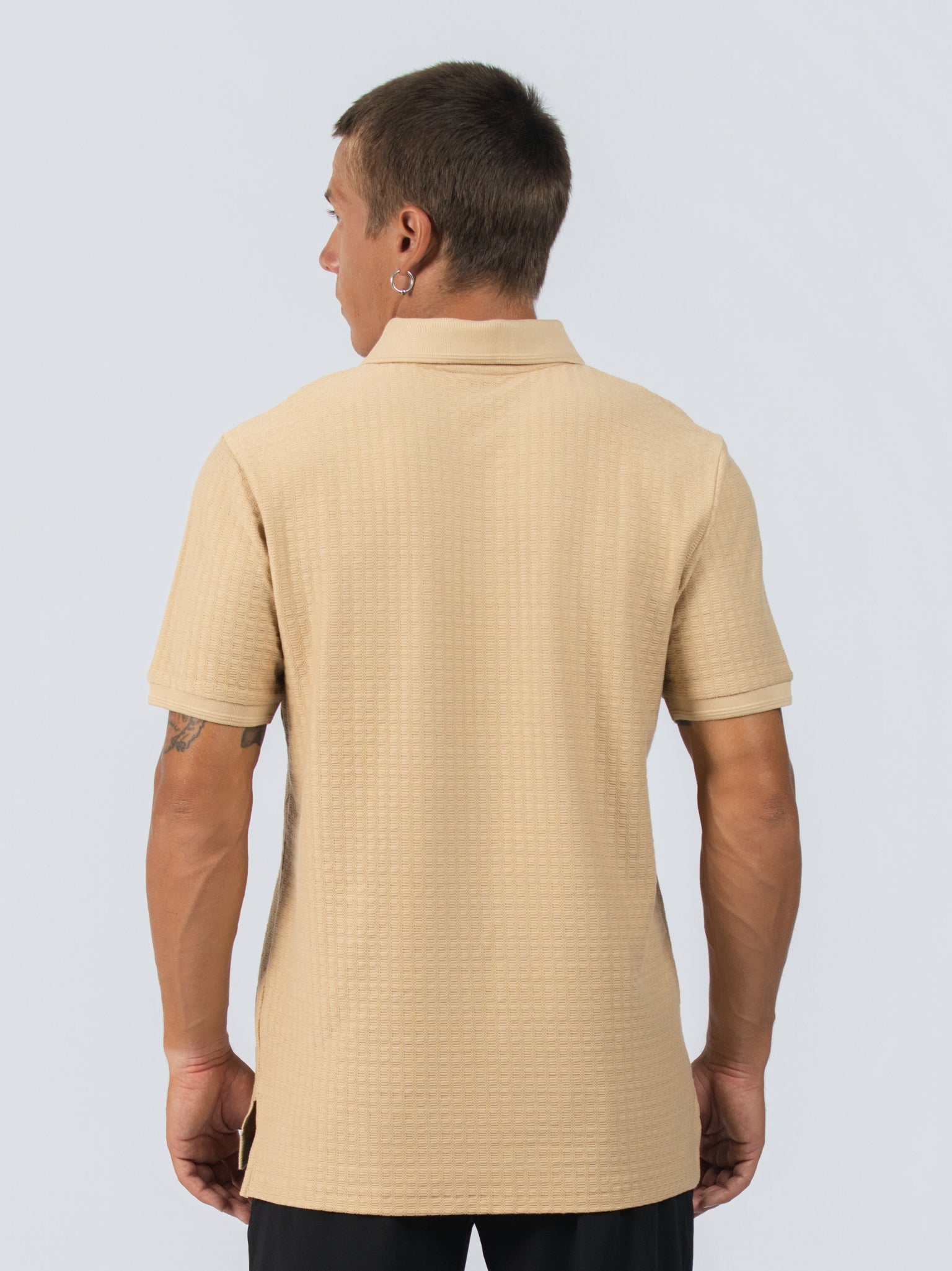 DEEDAT Short Sleeve Polo Slim Fit Tees -Beige