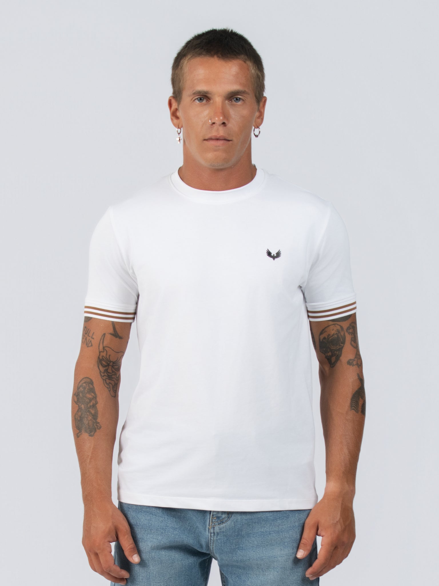 DEEDAT Short Sleeve Crew Neck Slim Fit Tees - White