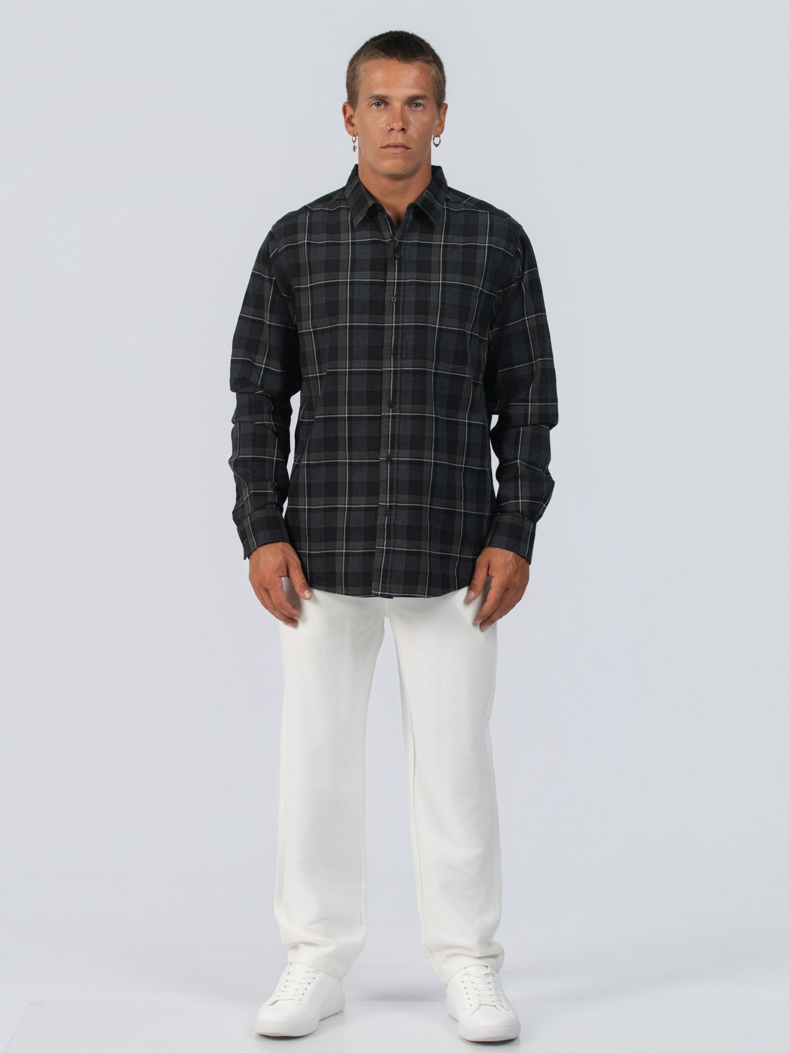 DEEDAT Slim Fit Long Sleeve Shirt - Grey