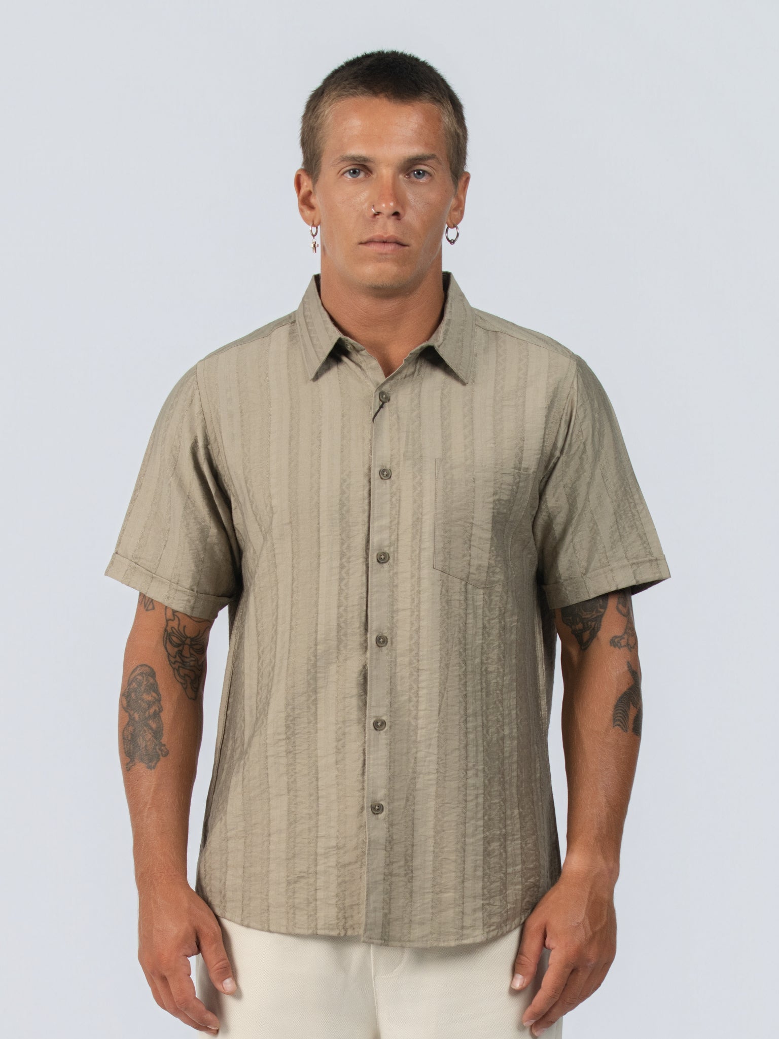 DEEDAT Slim Fit Short Sleeve Shirt - Fern