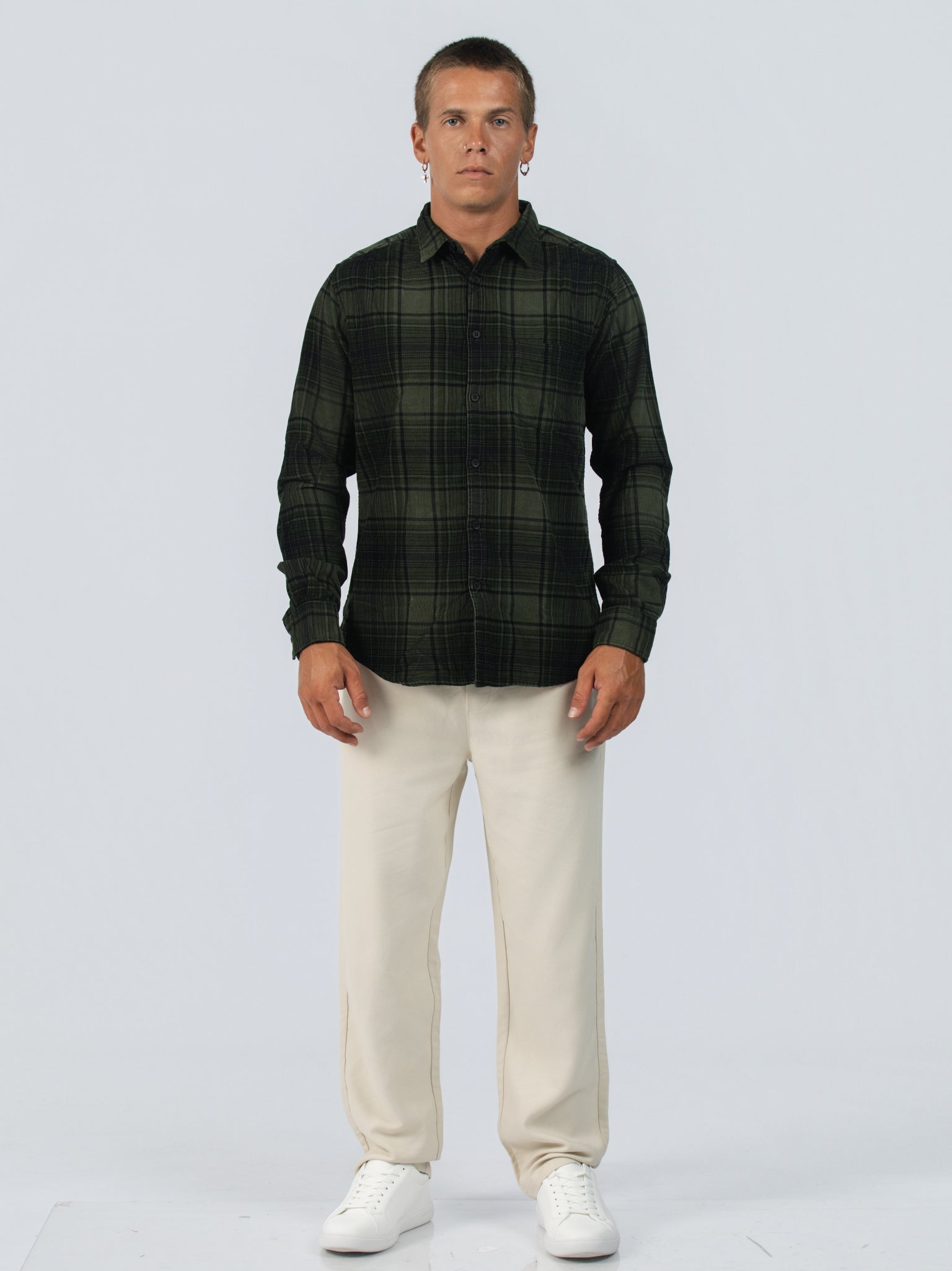DEEDAT Slim Fit Long Sleeve Shirt - Dark Green