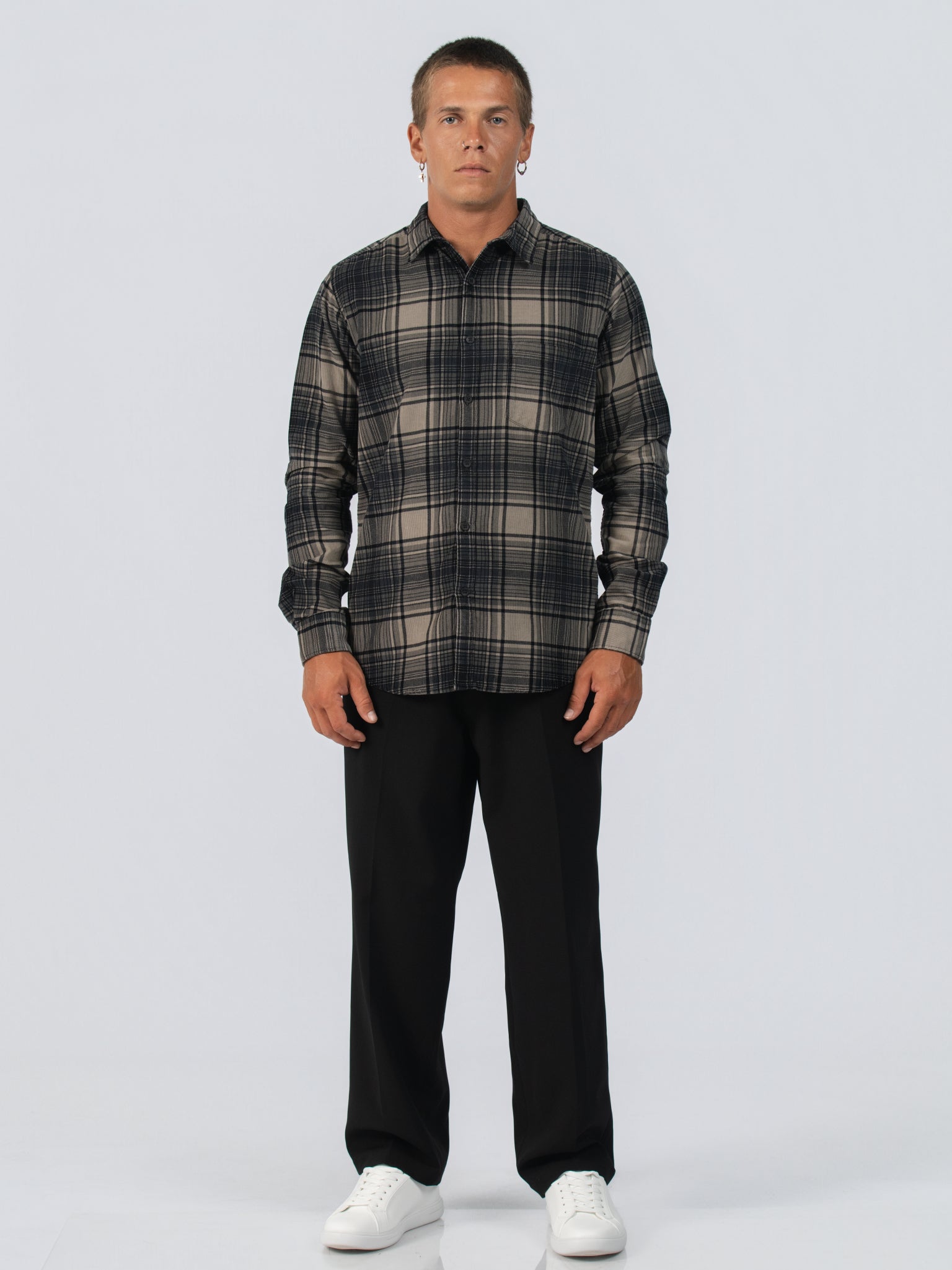 DEEDAT Slim Fit Long Sleeve Shirt - Grey