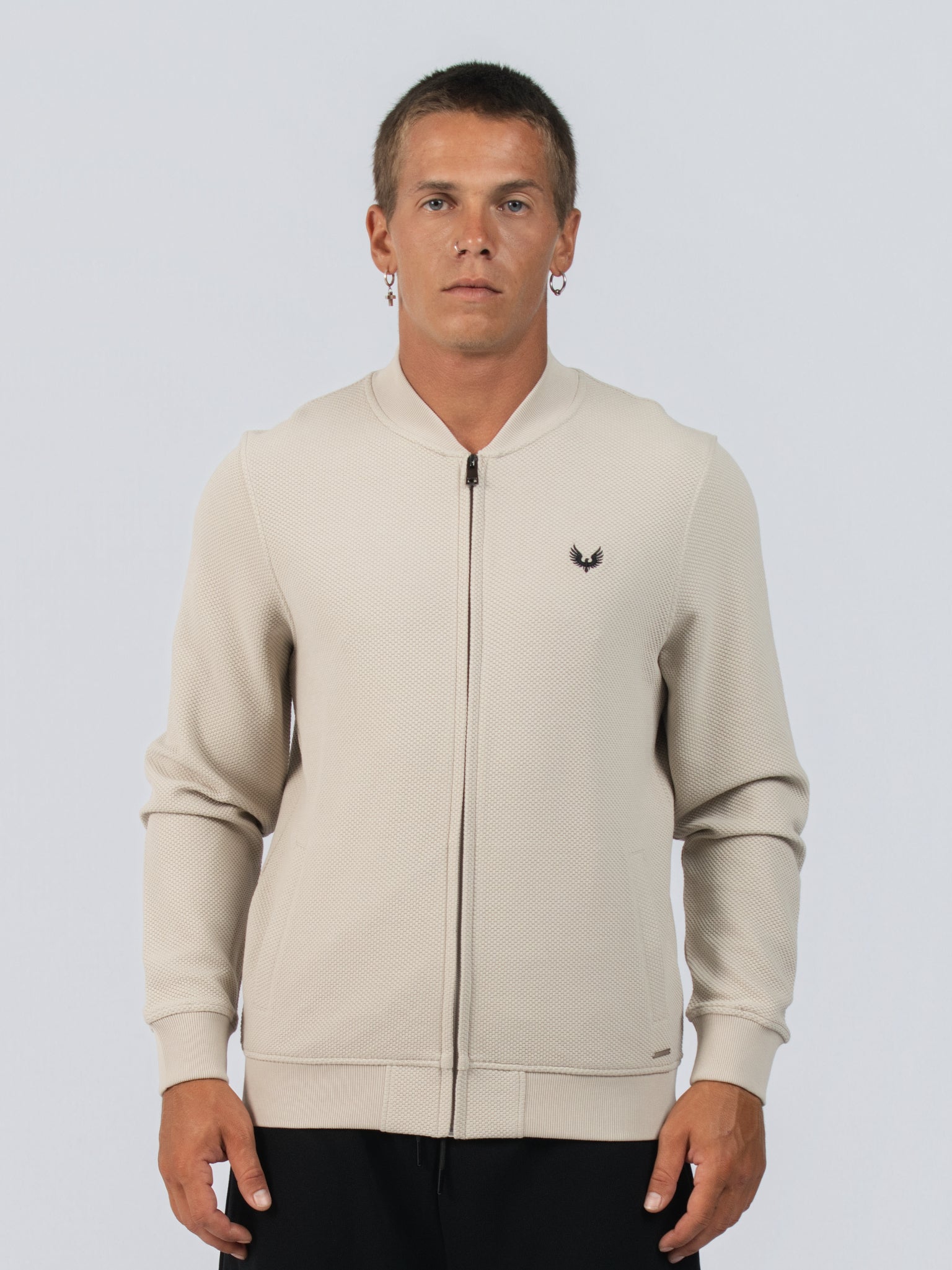 DEEDAT  Popcorn Long sleeve  V-neck  Tees - Beige