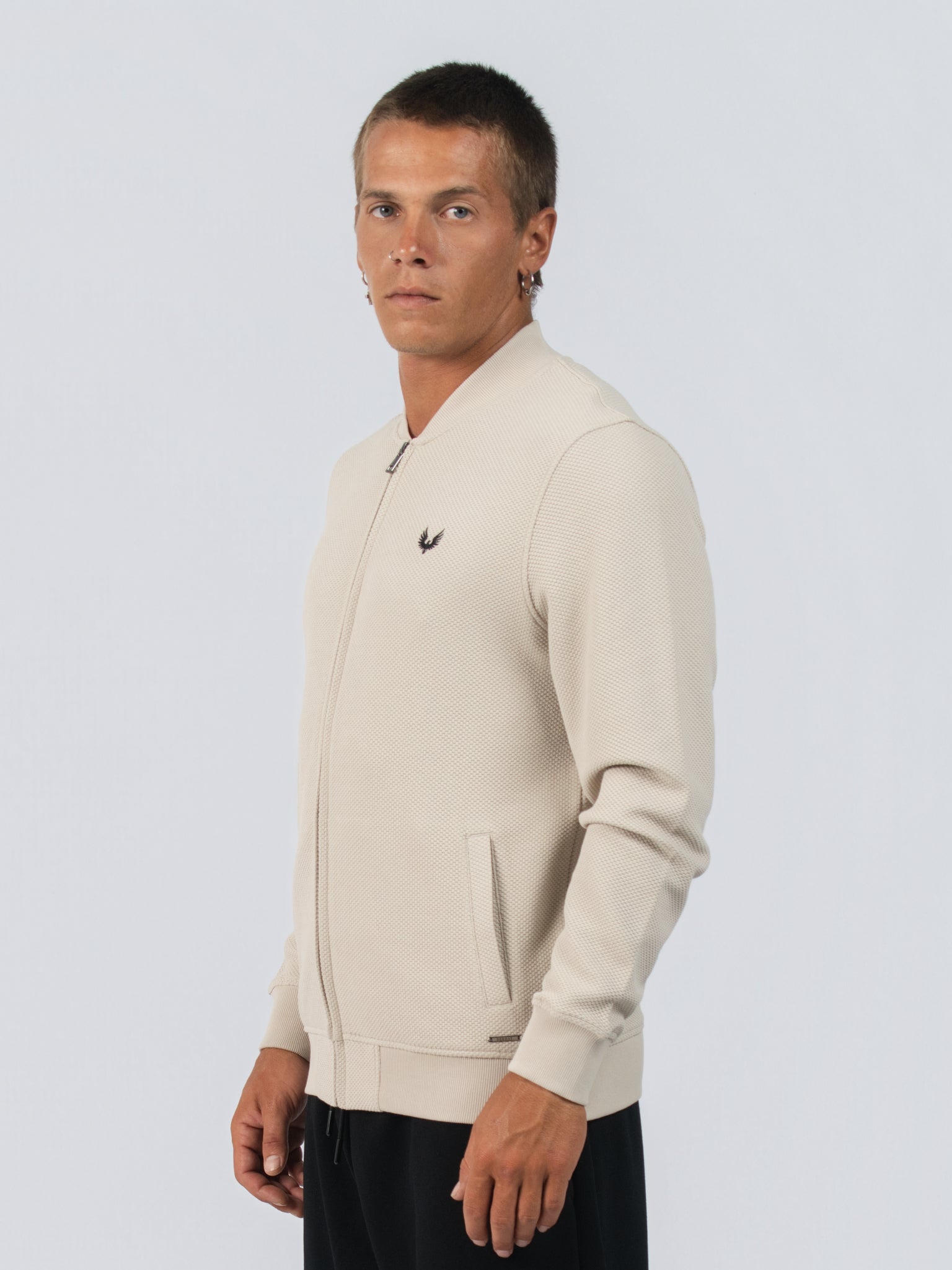 DEEDAT  Popcorn Long sleeve  V-neck  Tees - Beige