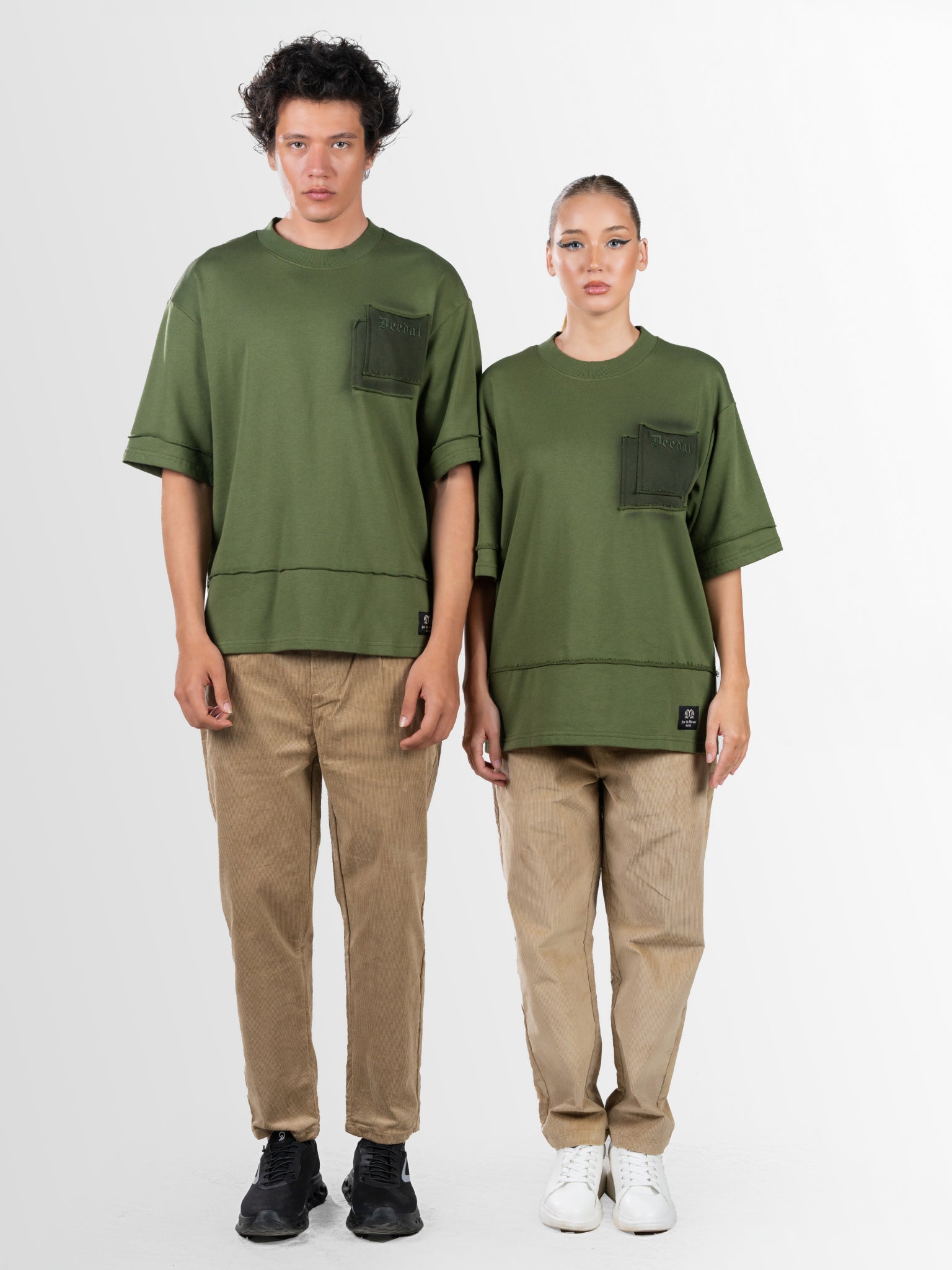 DEEDAT Only The Brave Short Sleeve Oversized Crew Neck Tee - Green