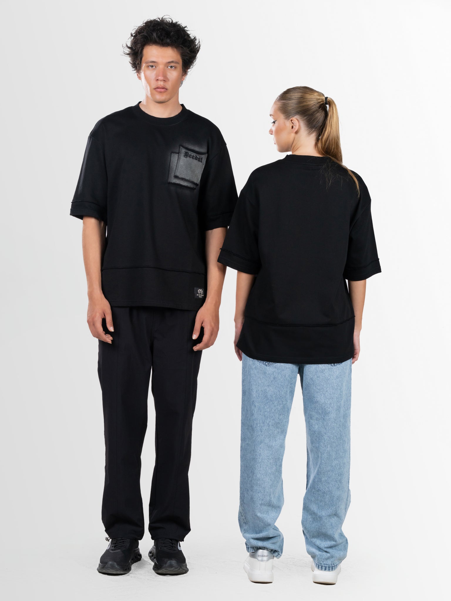 DEEDAT Only The Brave Short Sleeve Oversized Crew Neck Tee - Black