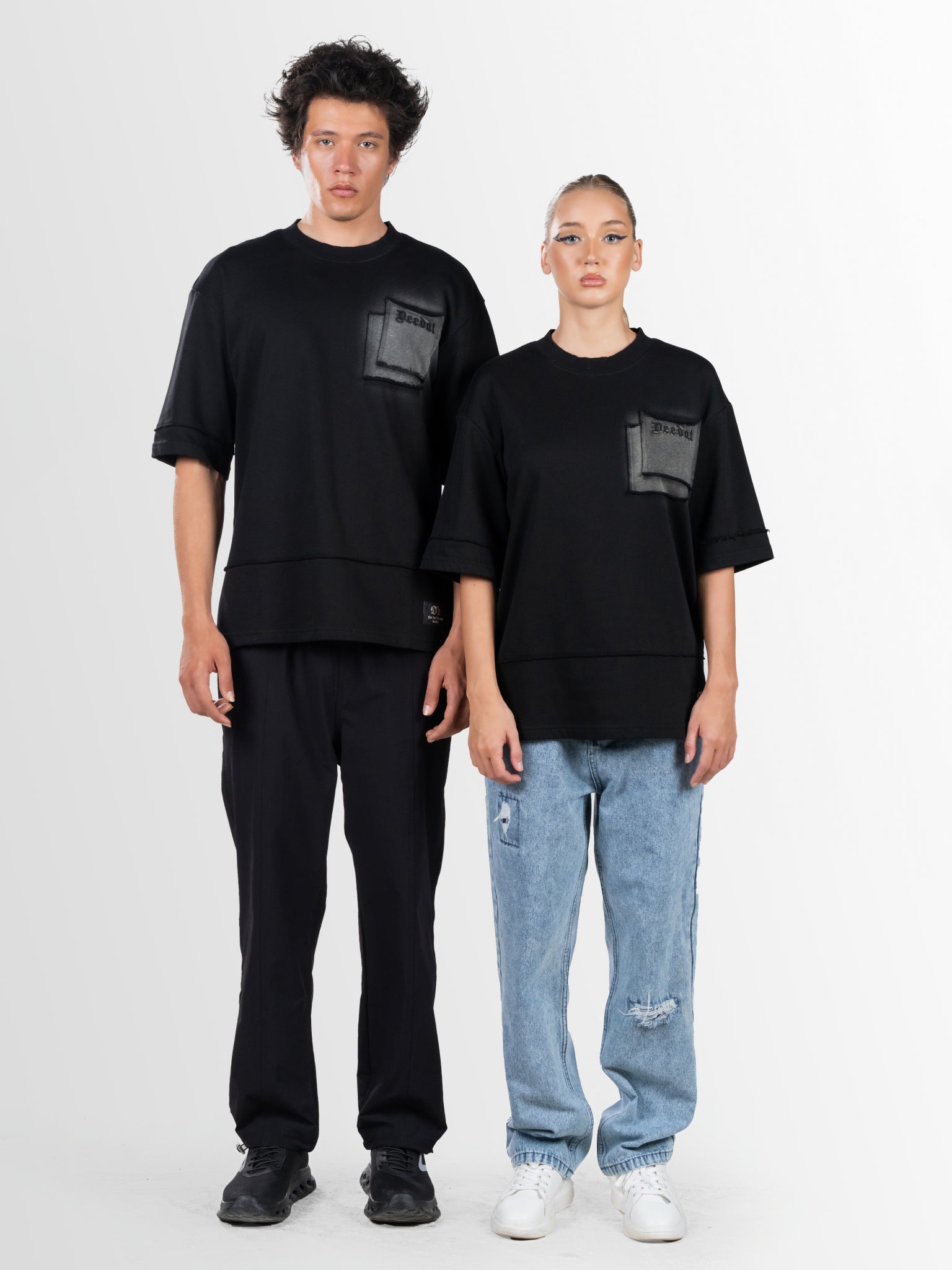 DEEDAT Only The Brave Short Sleeve Oversized Crew Neck Tee - Black