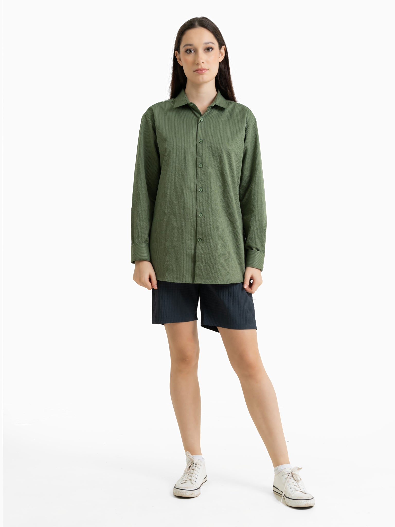 DEEDAT TUSCAN HUES Regular Fit Long Sleeve Casual Shirt - Green