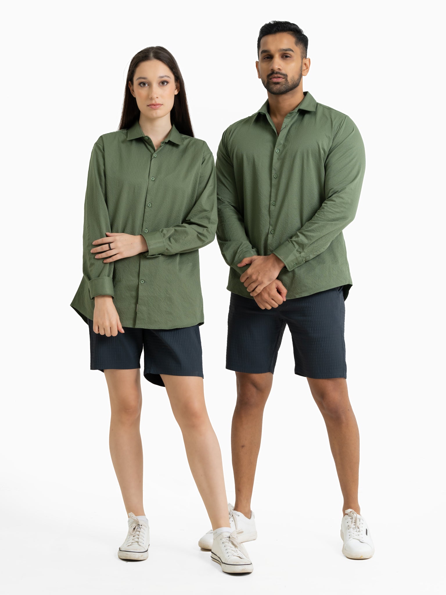 DEEDAT TUSCAN HUES Regular Fit Long Sleeve Casual Shirt - Green