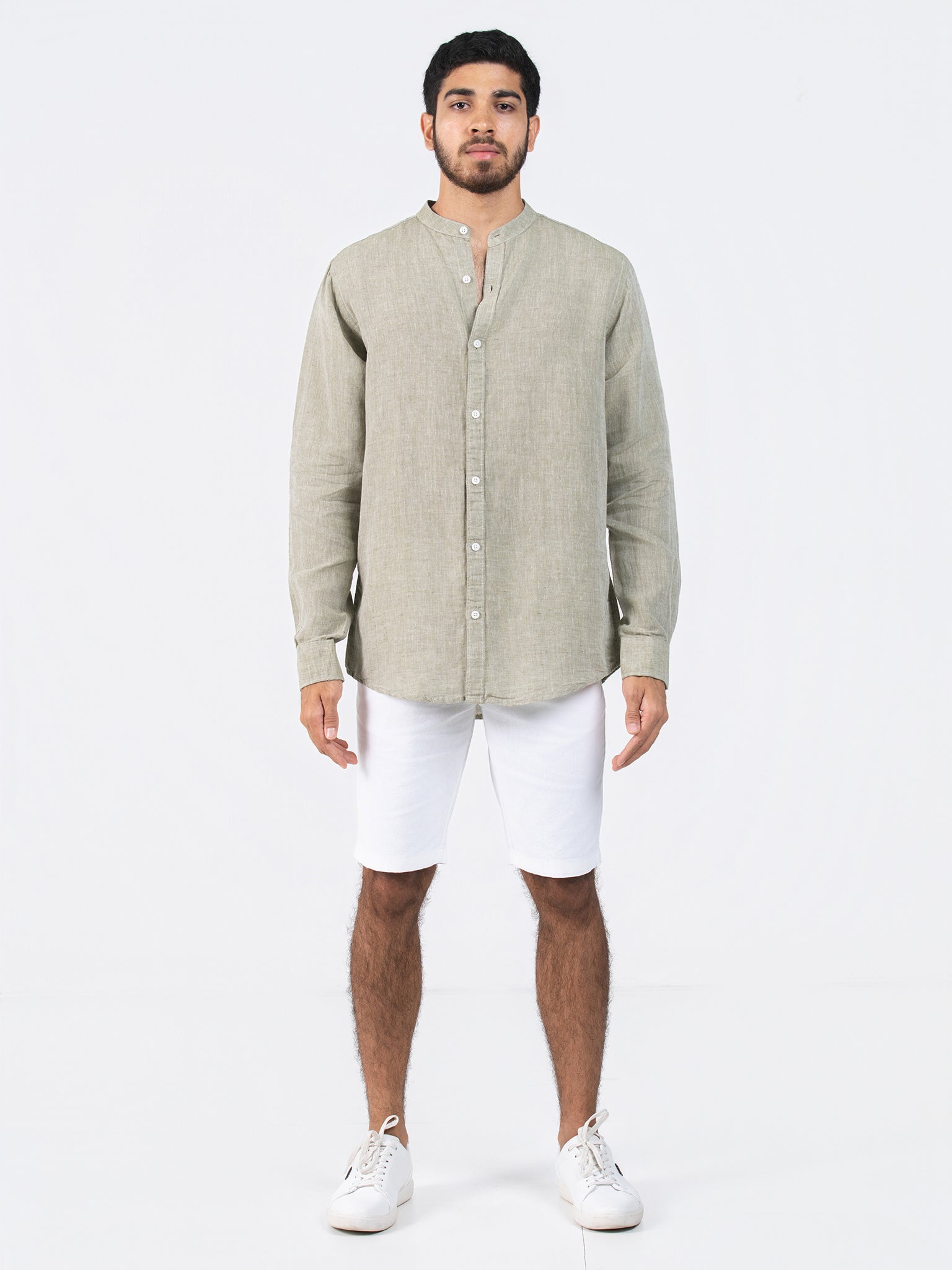 DEEDAT Regular Fit Long Sleeve Casual Shirt - Olive