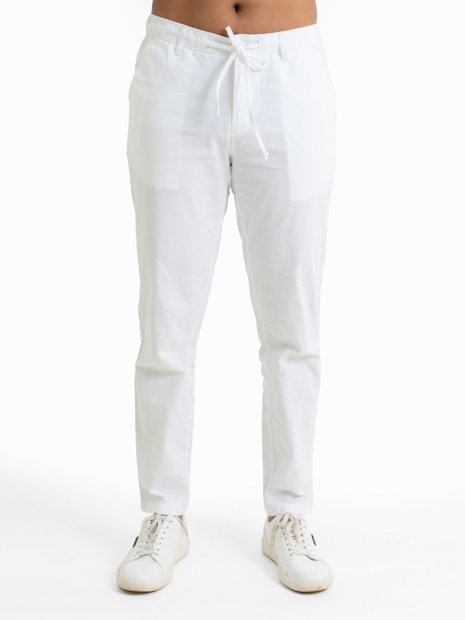 DEEDAT TUSCAN HUES Slim Fit Casual Pant - White