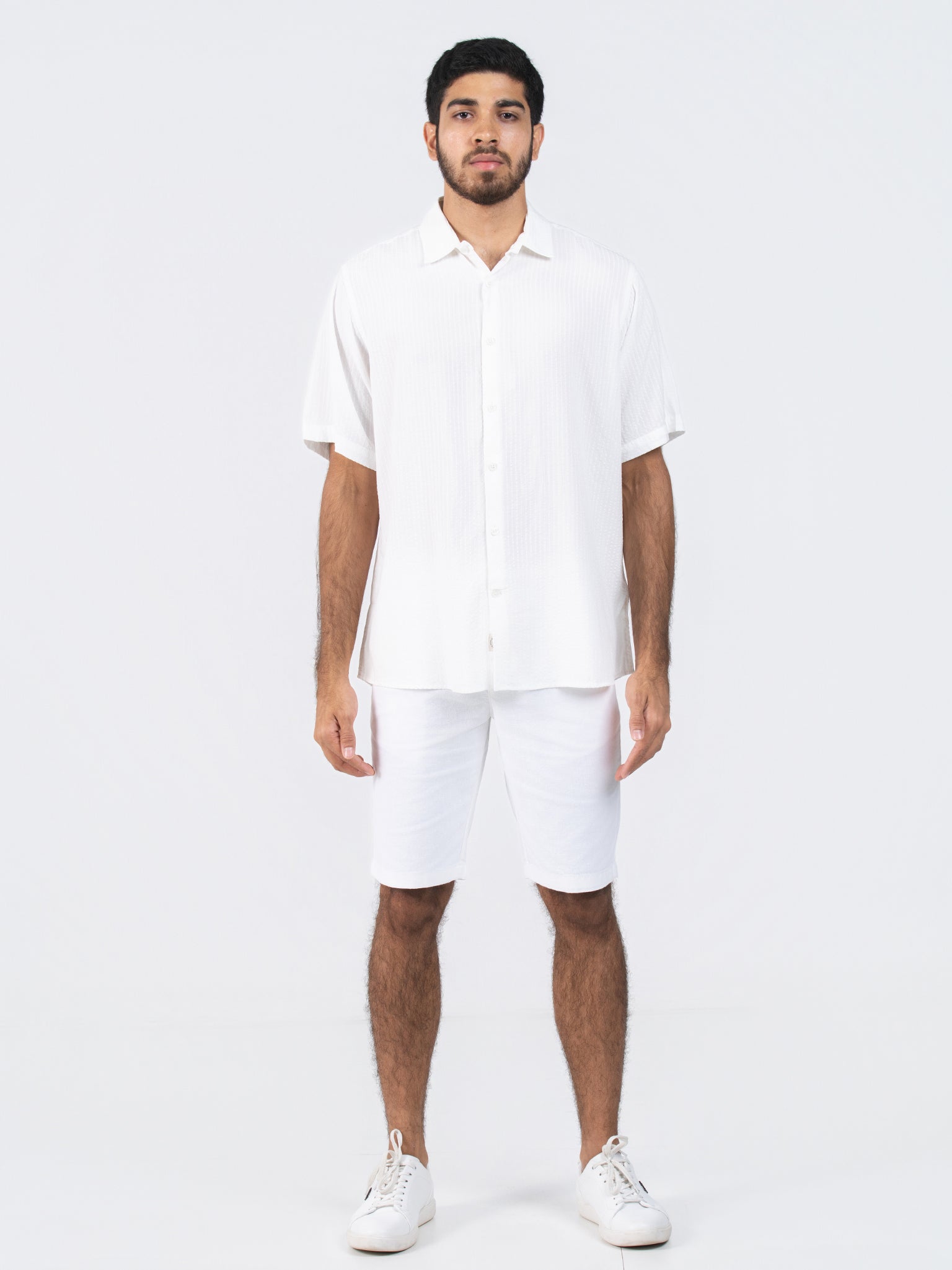 DEEDAT Regular Fit Short Sleeve Casual Shirt - White