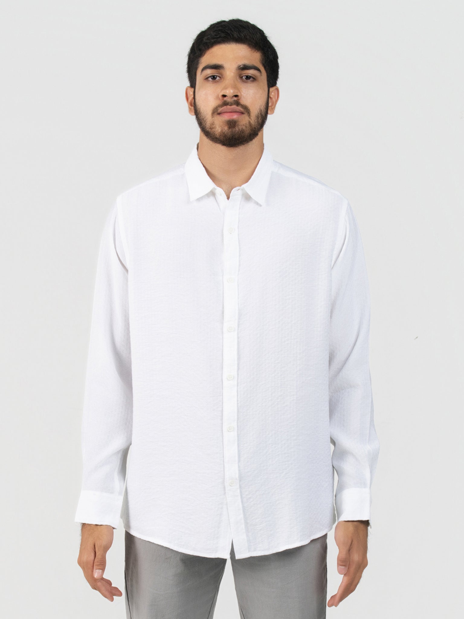 DEEDAT Regular Fit Long Sleeve Casual Shirt - White