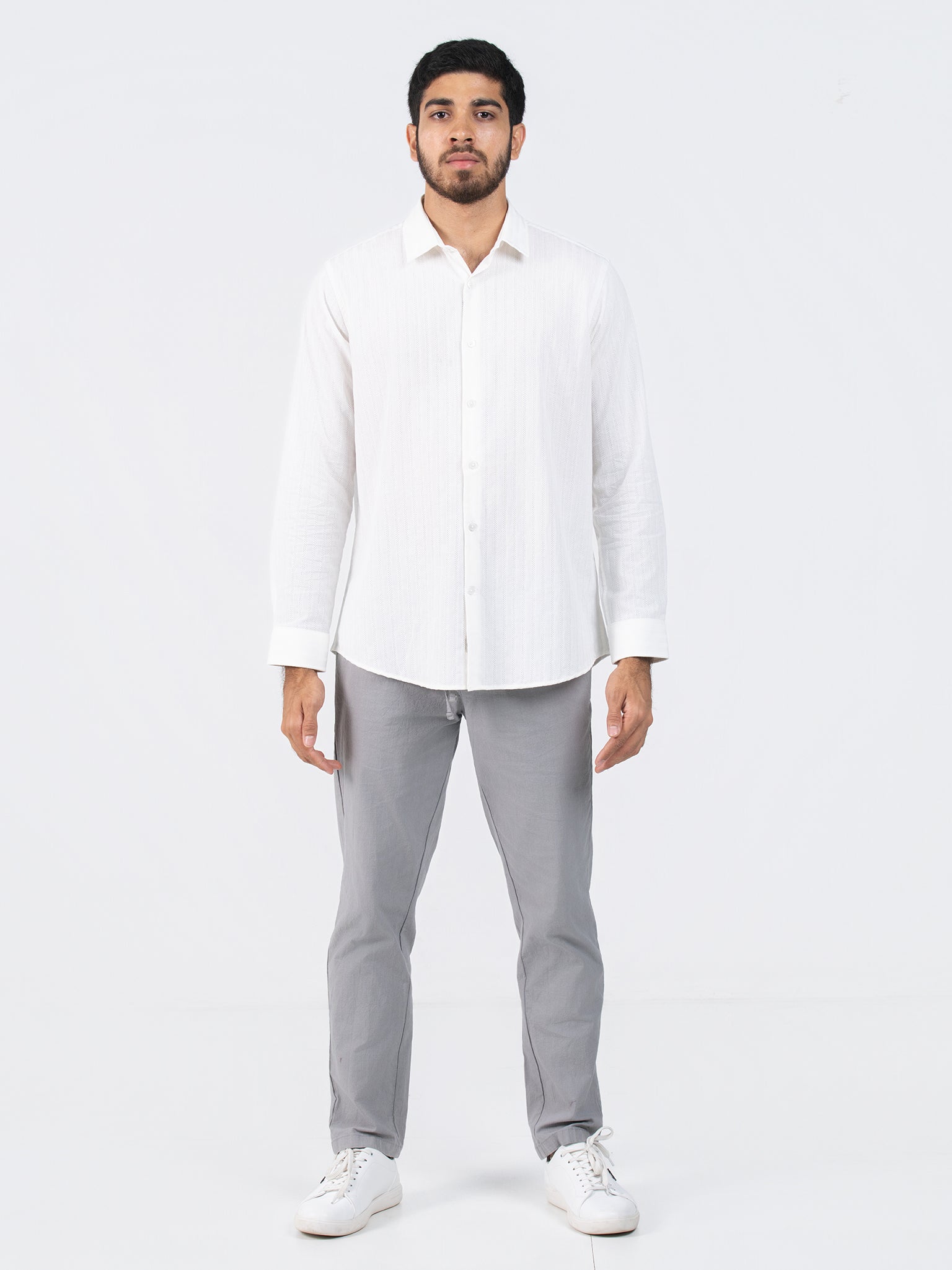 DEEDAT Regular Fit Long Sleeve Casual Shirt - White