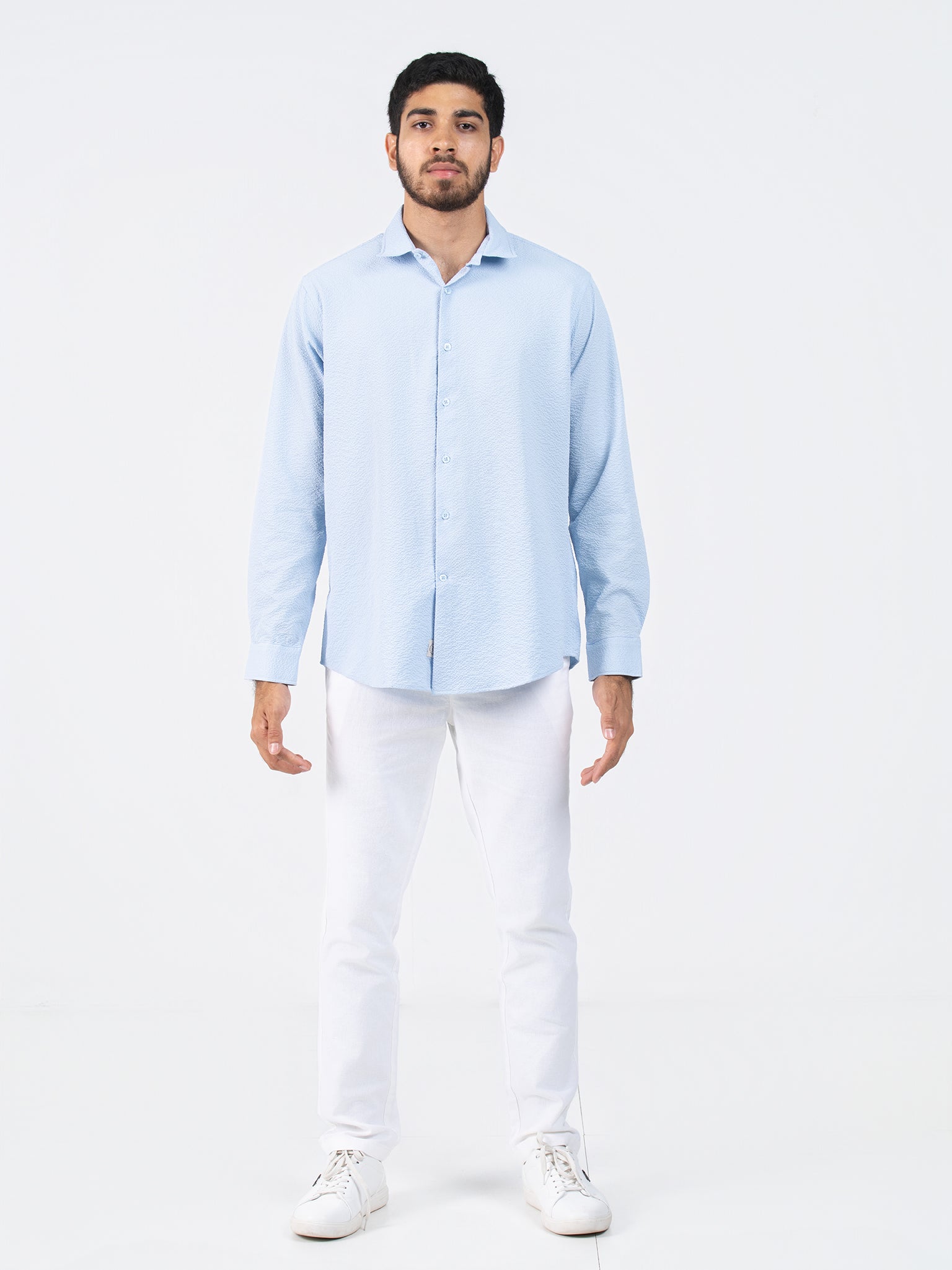 DEEDAT Regular Fit Long Sleeve Casual Shirt - Blue