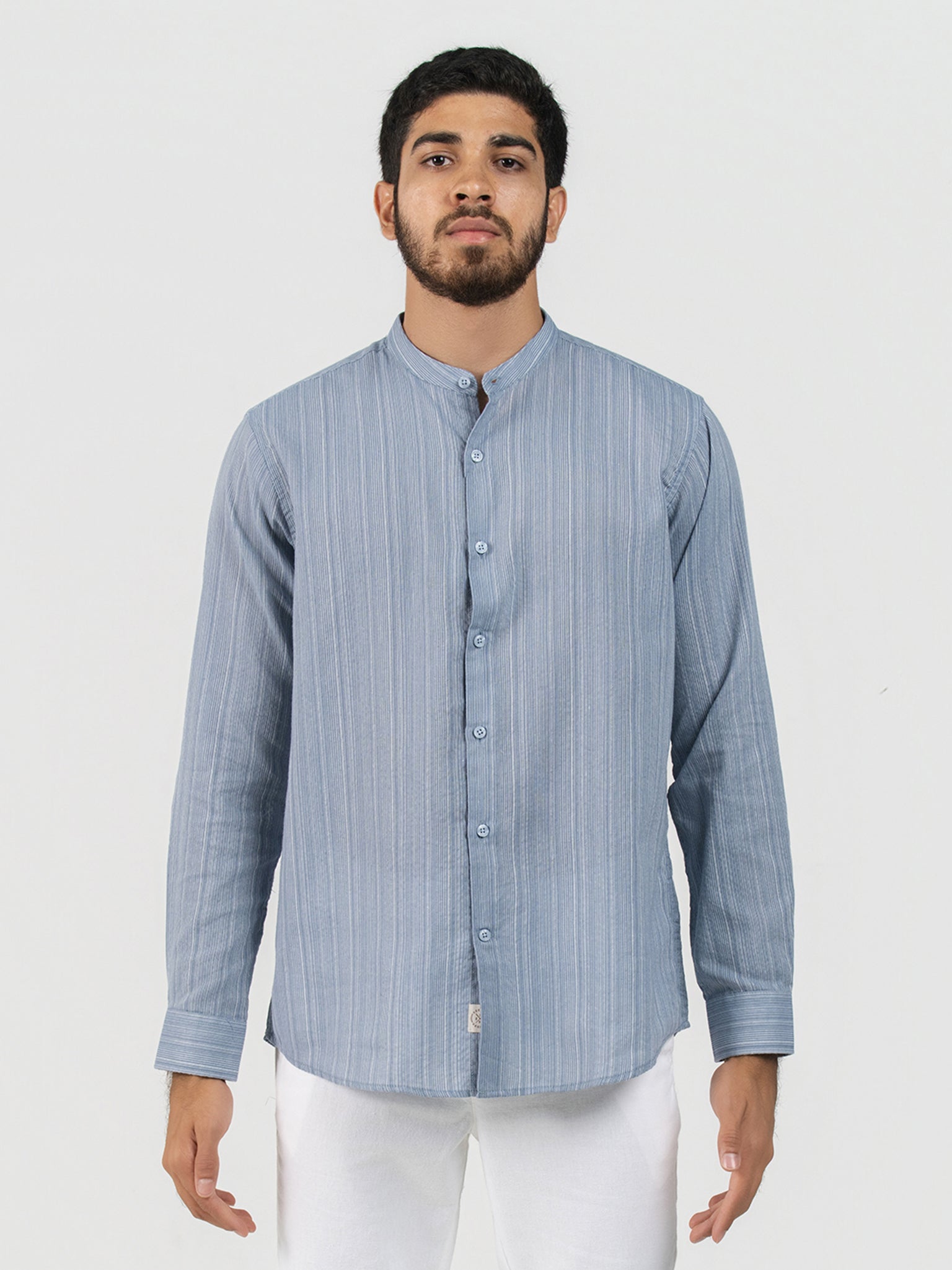 DEEDAT TUSCAN HUES Regular Fit Long Sleeve Casual Shirt - Blue