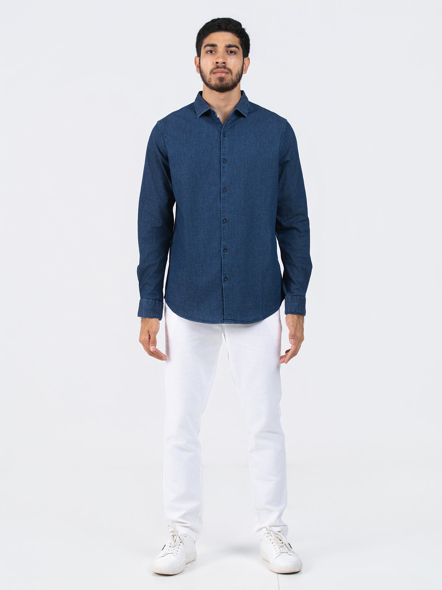 DEEDAT Slim Fit Long Sleeve Shirt - Danim Blue