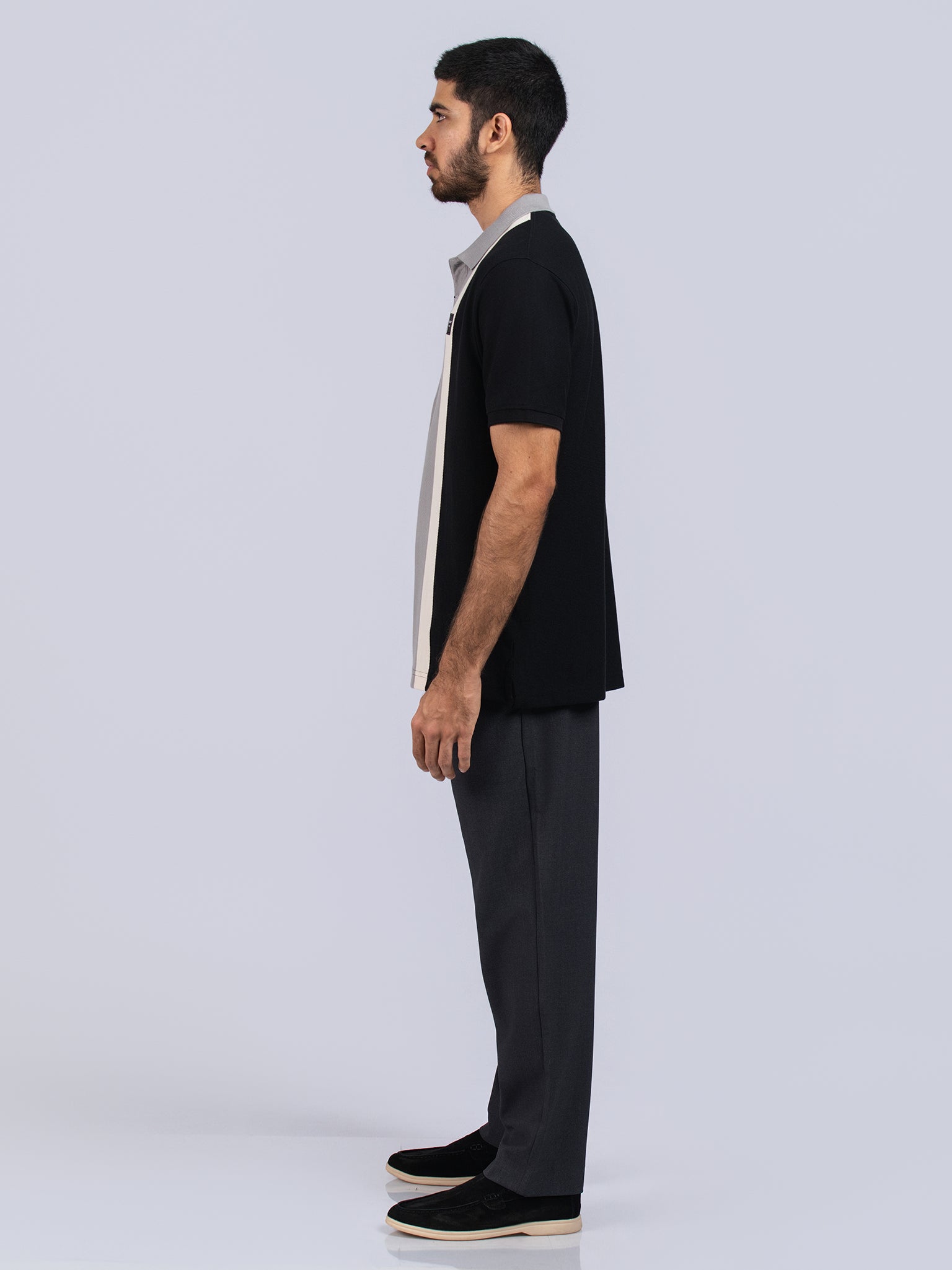 DEEDAT Polo Regular Fit Tees - Black/Gray
