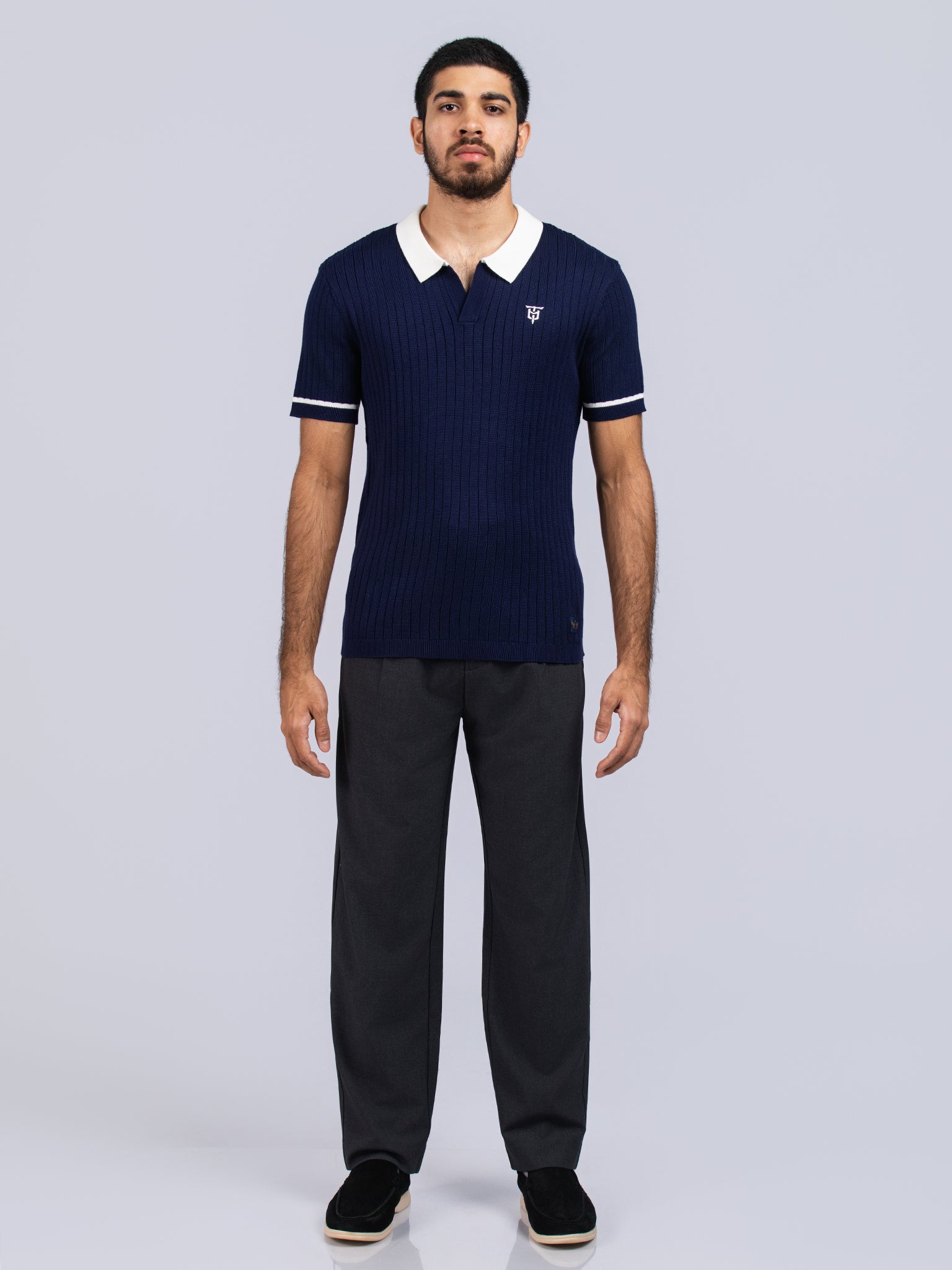 DEEDAT PORTOFINO Slim Fit Polo Tee Shirt - Navy