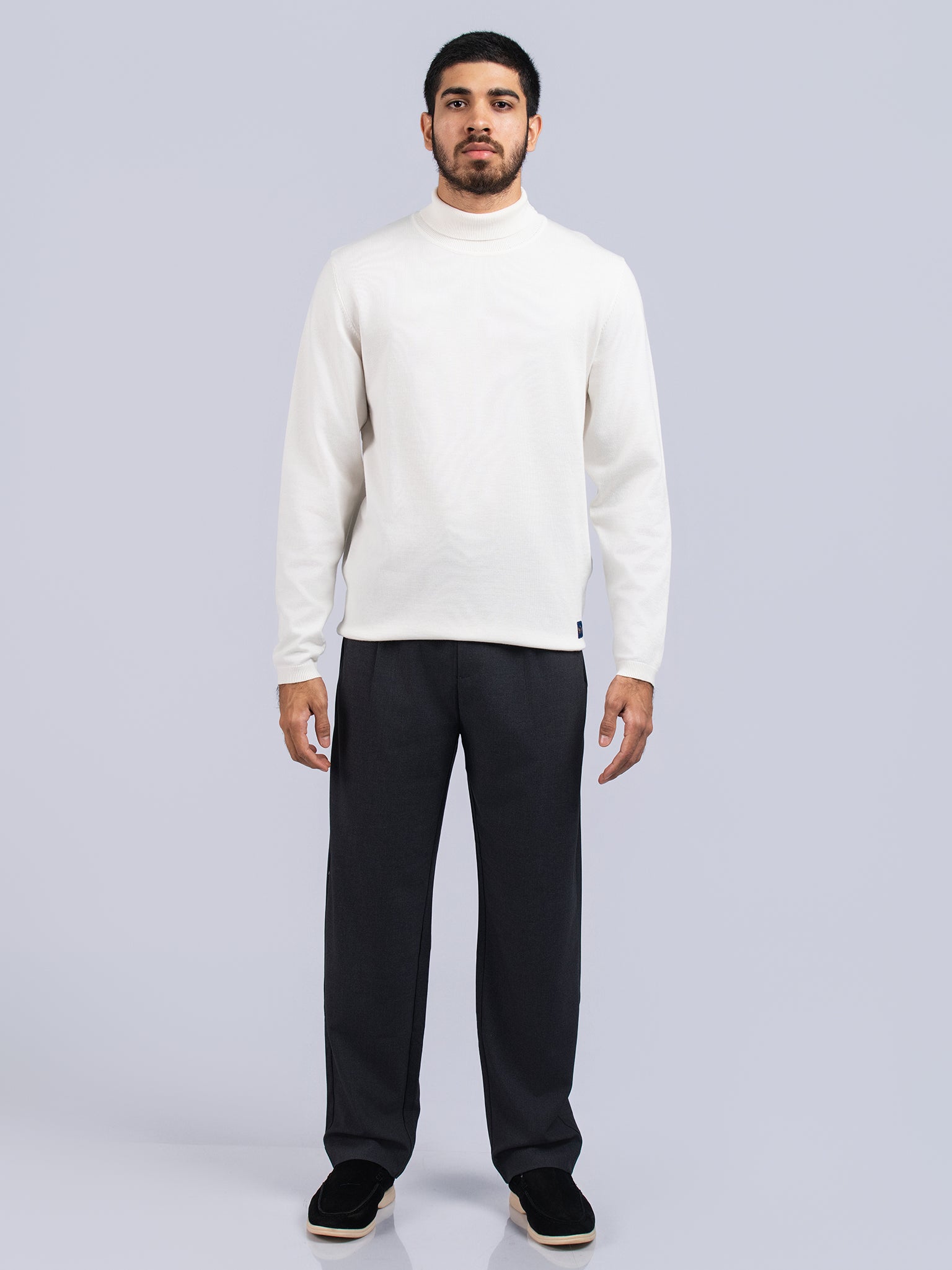 DEEDAT PORTOFINO High Neck Long Sleeve Tee Shirt - White